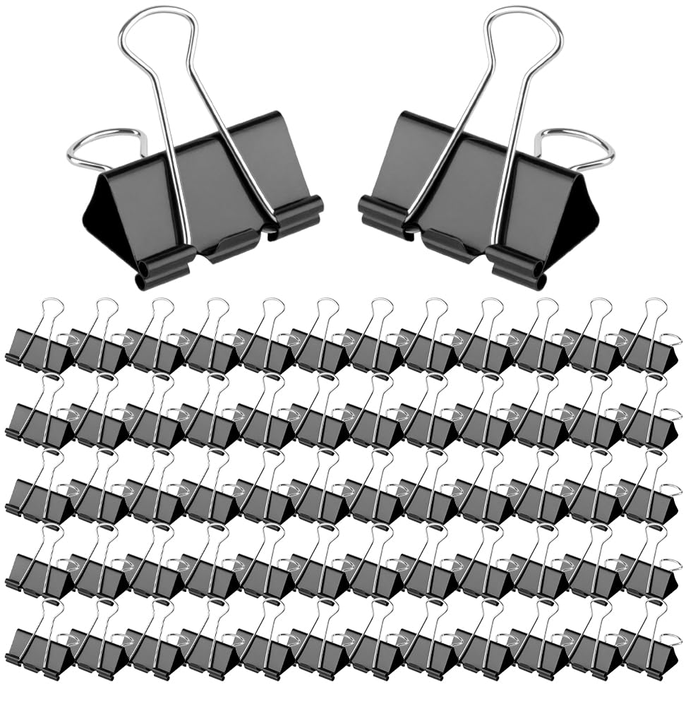 60 Pack Large Binder Clips 1.6 Inch,Big Paper Clamps Clips Black
