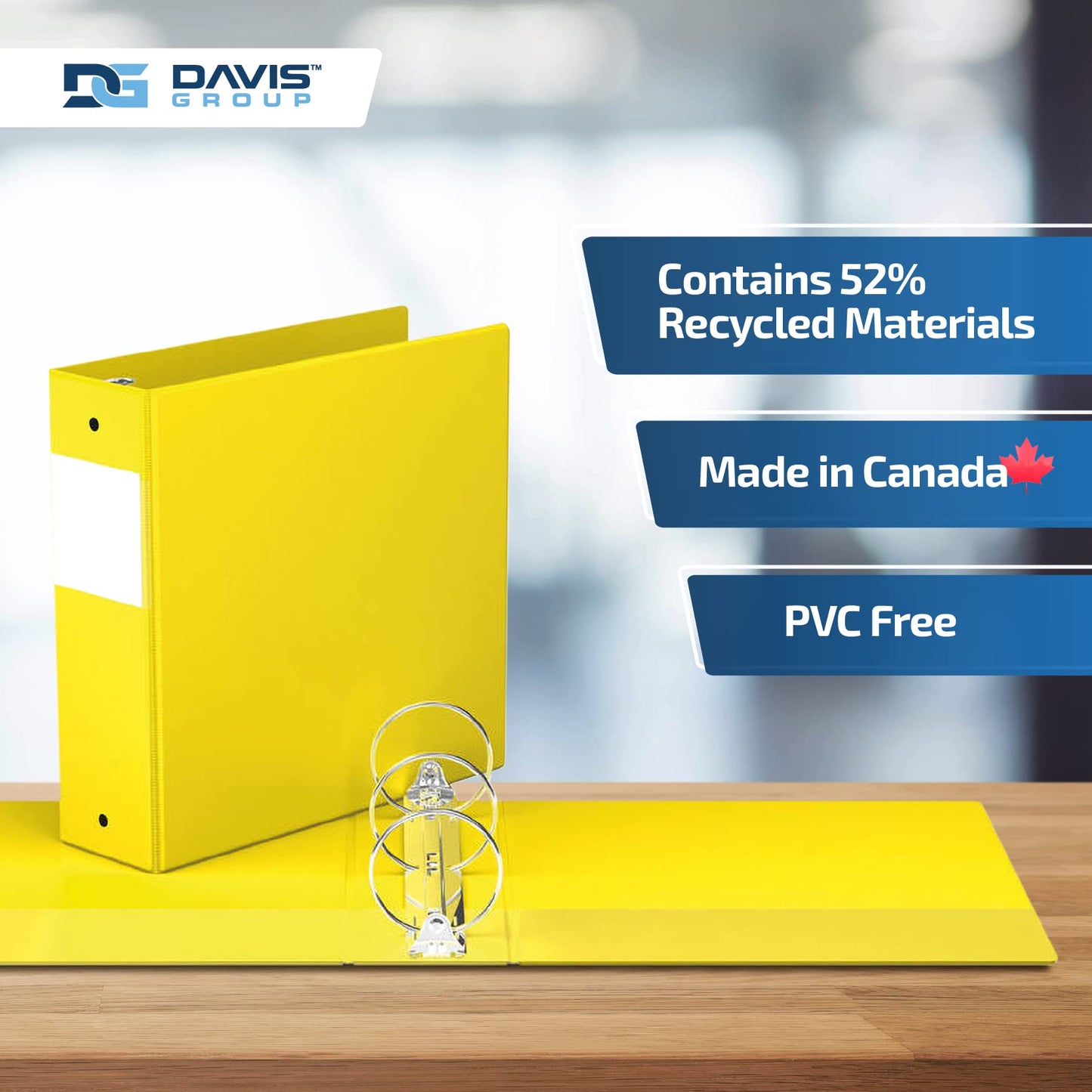 Premium Economy 3-Ring Binder, Spine Label, 3" Round Rings, Yellow, 6 Pack