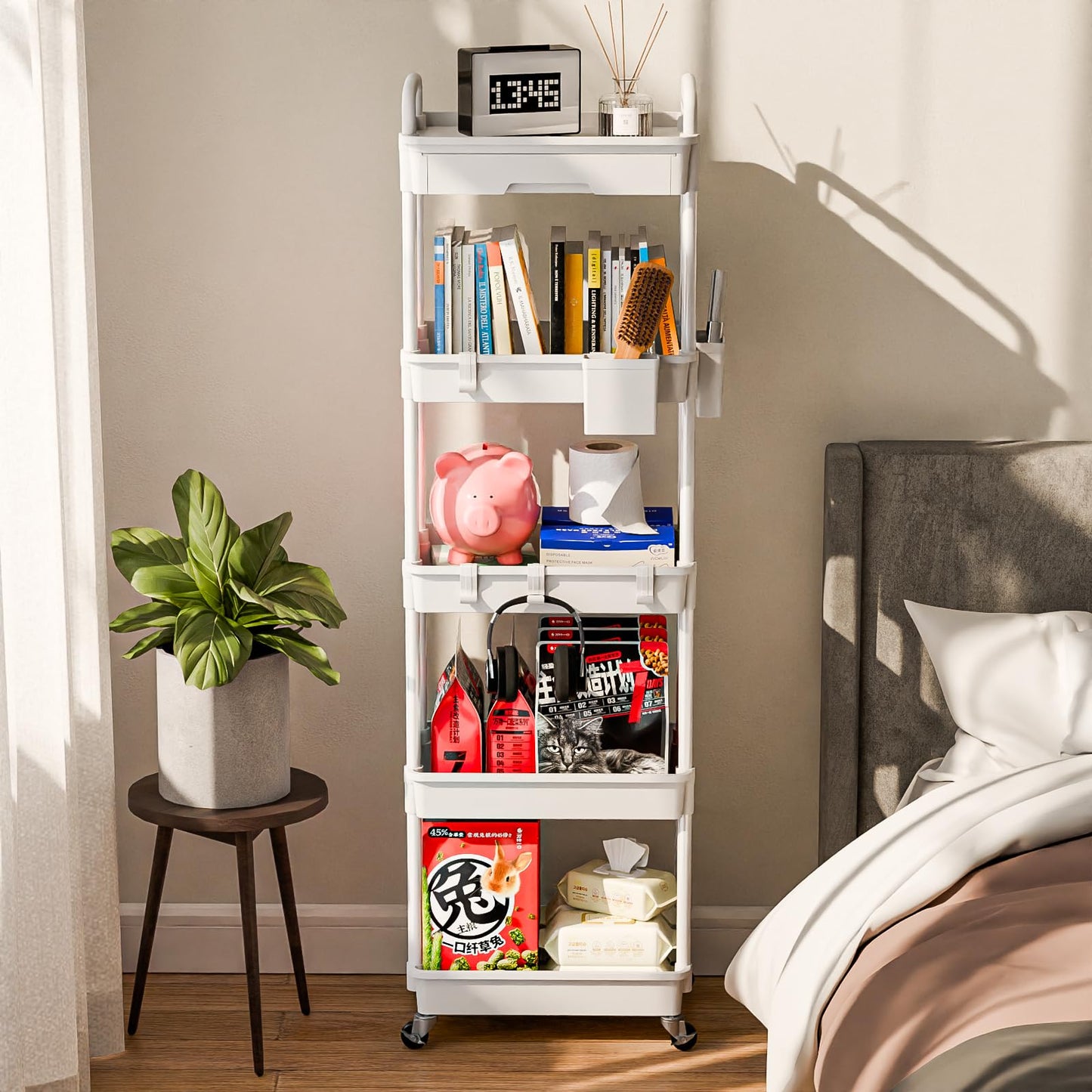 Sorgion 5 Tier Rolling Cart Organizer,Bathroom Cart Organizers with Wheels Laundry Room