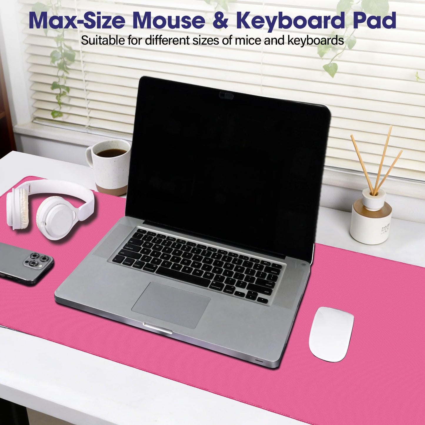 31.5" x 15.7" Waterproof Fabric Gaming Mouse Pad, Rubber Anti-Slip,Rose Red