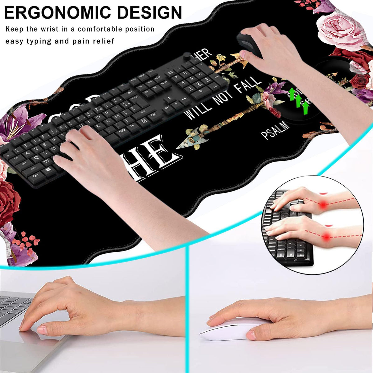 CICPLKSE Mouse Pad with Wrist Support + Desk Mat + Coaster 3 in 1 Set, XL Large Gaming Mousepad