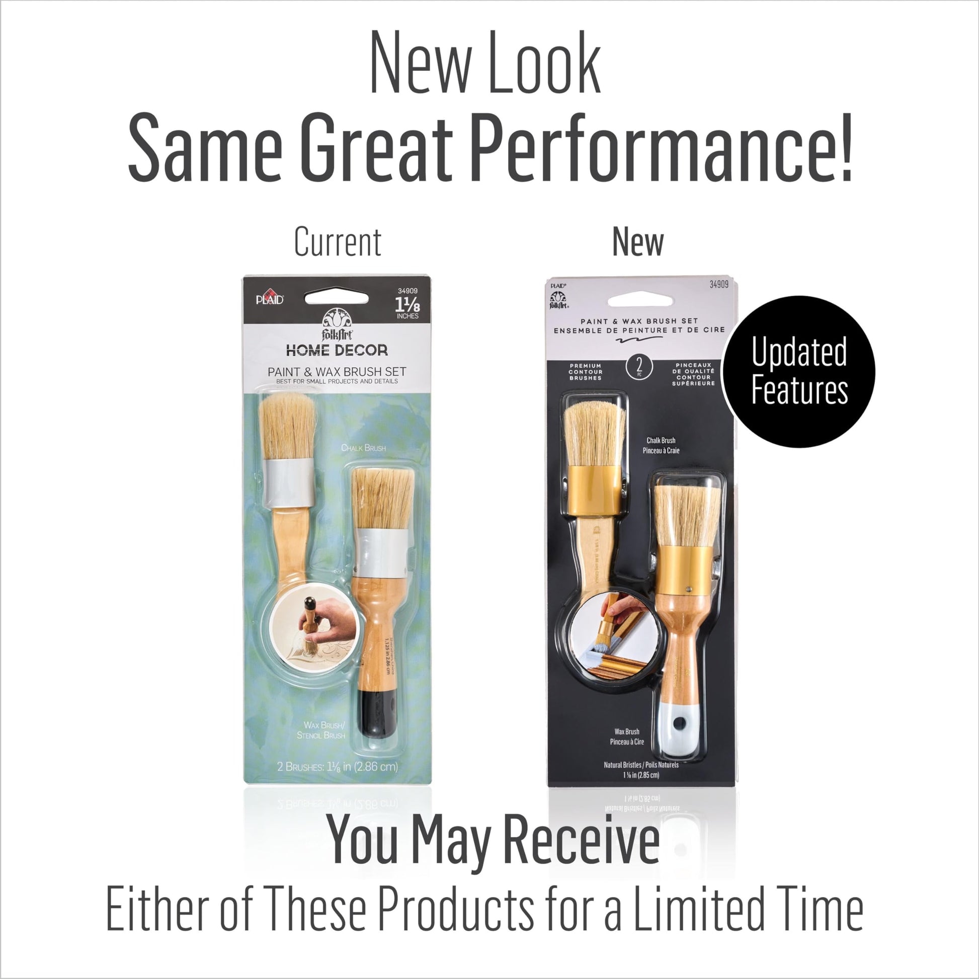 FolkArt Home Decor Chalk and Wax Brushes,