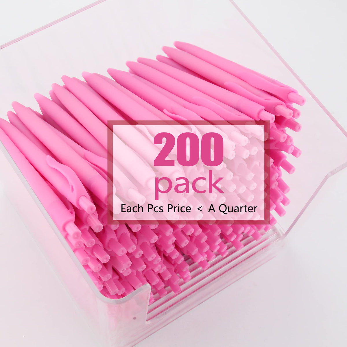 deegtran Pens Bulk, 200 Pack No Bleed Pink Barrel Click, Wholesale Retractable Ballpoint Pens, Pens