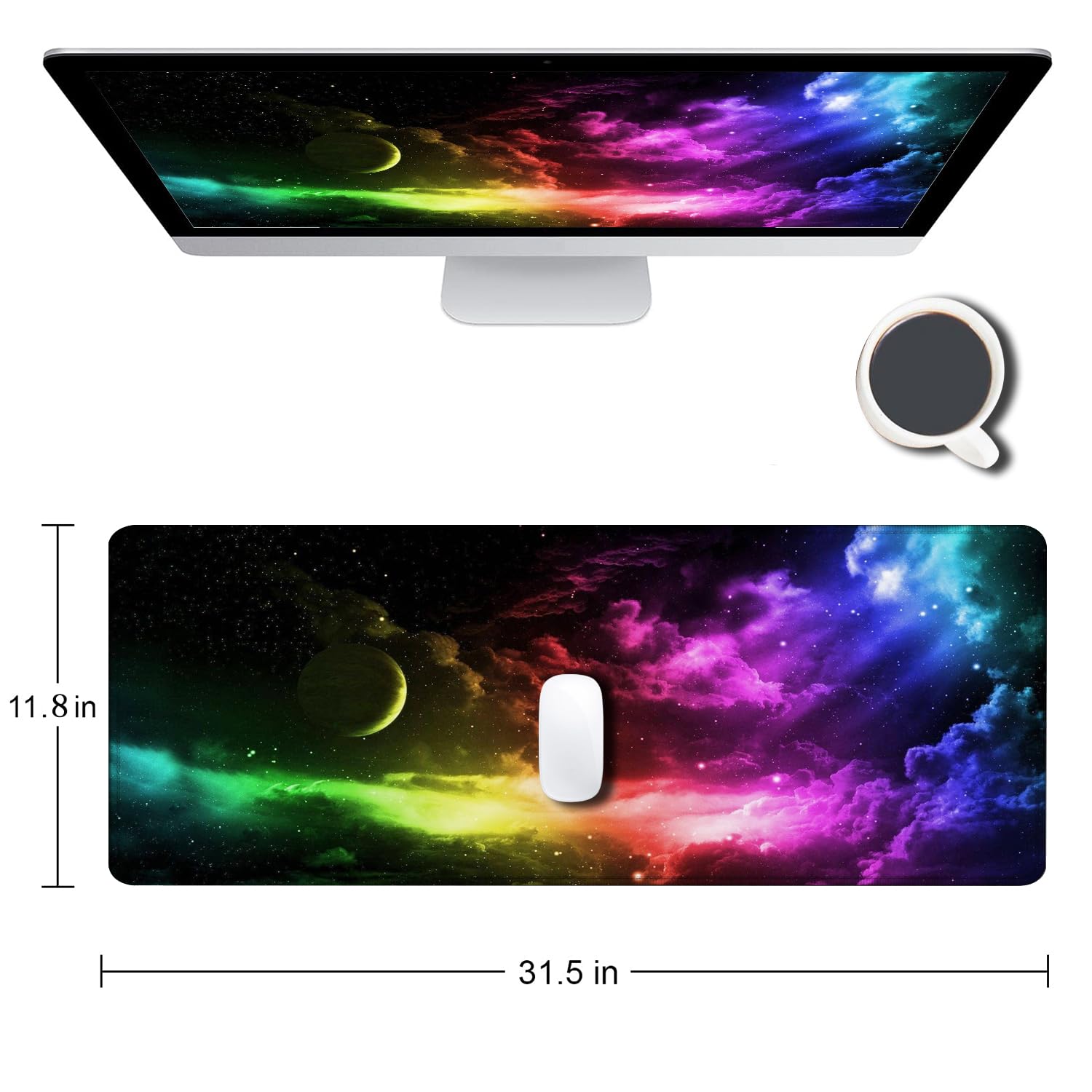 SANWUMIAN Mouse Pad Gaming, Large Mouse Pads for Desk, Keyboard Mouse Mat Desk Pad, Non-Slip Rubber