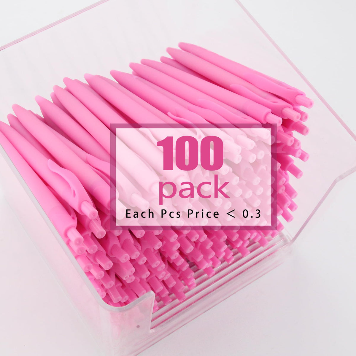 Deegtran Pens Bulk, 100 Pack No Bleed Pink Barrel Click Pens, Medium Point, Smooth Ink, 1.0MM Black