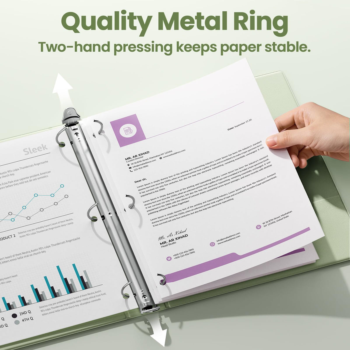 SUNEE 3 Ring Binder 2 Inch 1 Pack, Clear View Binder Three Ring PVC-Free (Fit 8.5x11 Inches) for