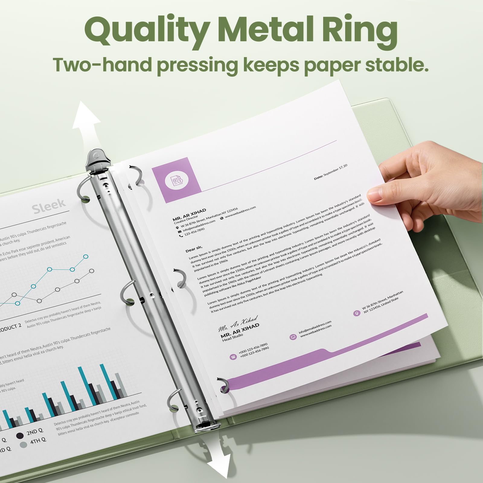 SUNEE 3 Ring Binder 2 Inch 2 Pack, Clear View Three Ring PVC-Free (Fit 8.5x11 Inches) for School or