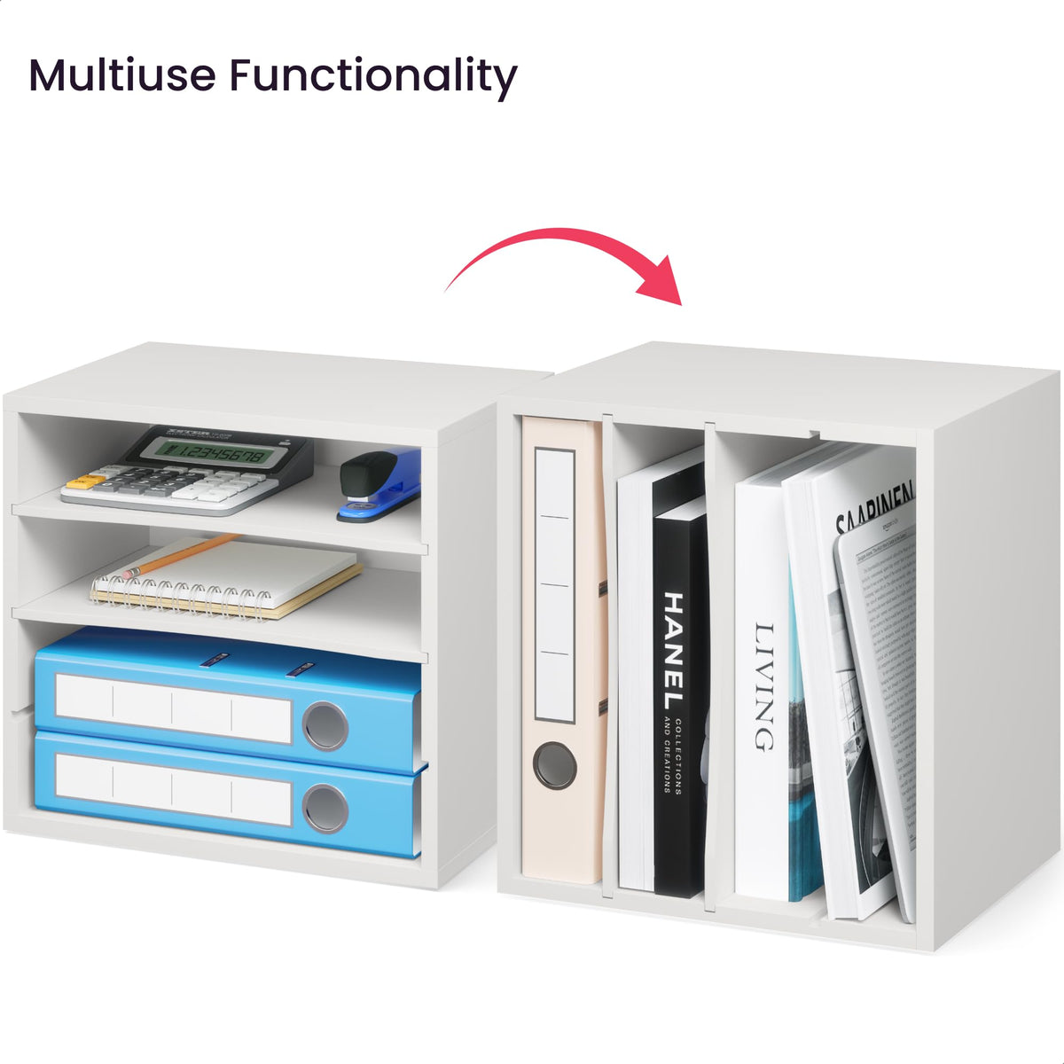 Ballucci 4-Tier Paper Organizer for Desk, Stackable Organizer Tray, Desk Storage Shelves, Stacking