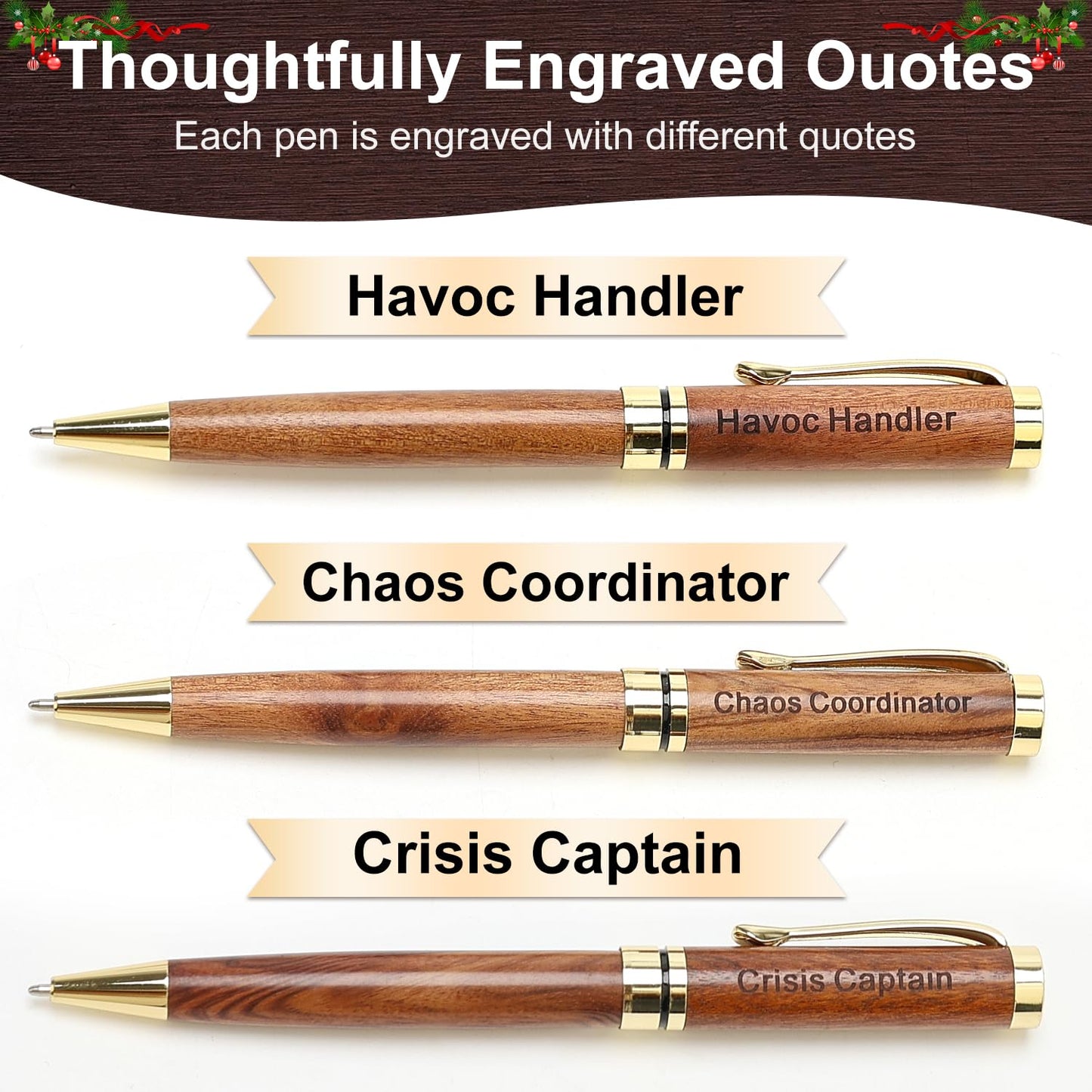 Best Wooden Pen Set with Holder, Chaos Coordinator Gifts for Women Men Pens