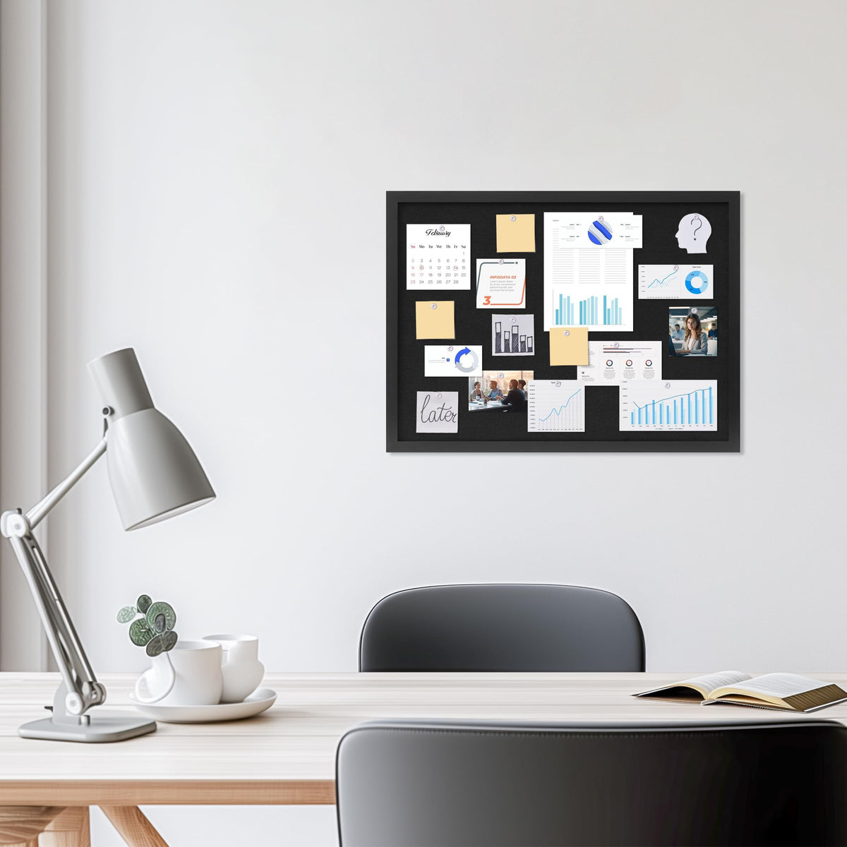 DAHAPYBOO Cork Board with Linen Black 2Pack,Bulletin Board 23"x17"