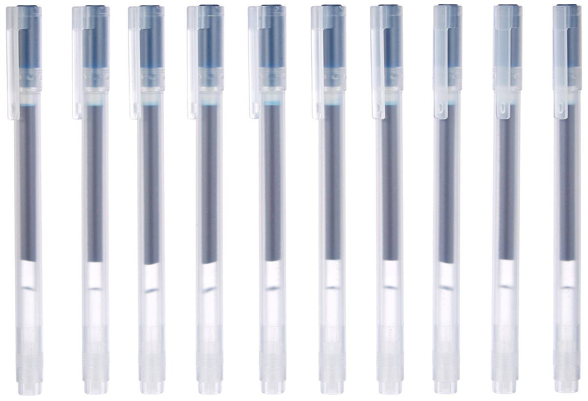 Muji Gel Ink Ballpoint Pen Cap Type 10-Pieces Set, 0.5 mm Nib Size, Blue/Black