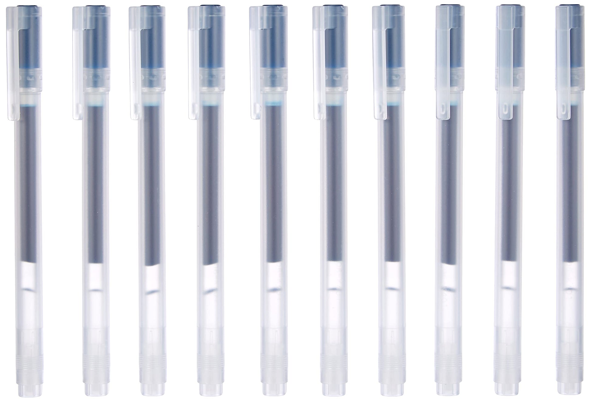 Muji Gel Ink Ballpoint Pen Cap Type 10-Pieces Set, 0.5 mm Nib Size, Blue/Black