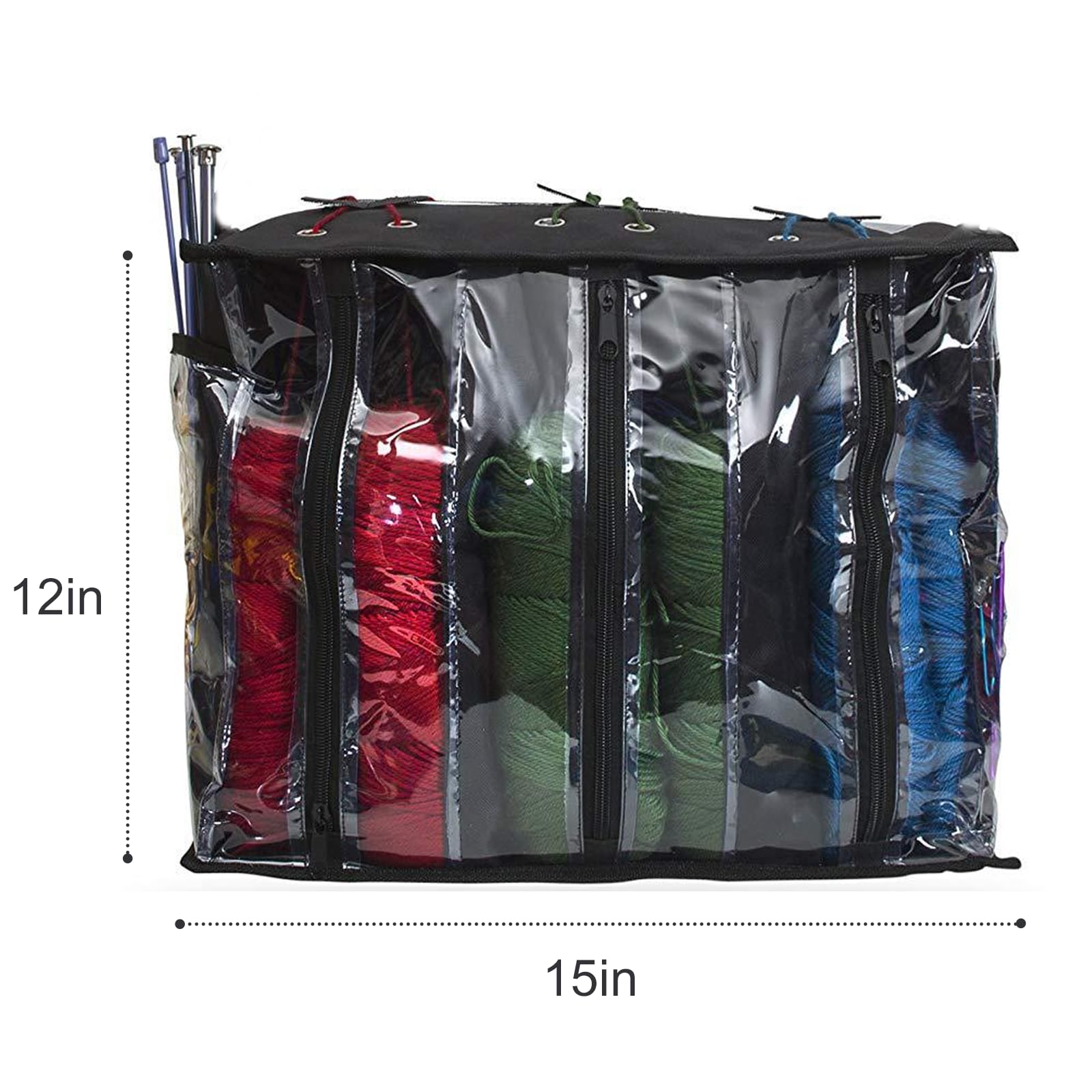 MEKBOK Knitting Organizer Portable Knitting Yarn Storage Bag With Multiple Pockets, Individual