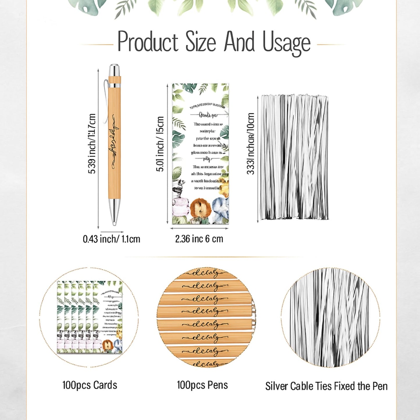 Zhanmai 100 Sets Safari Baby Shower Favors