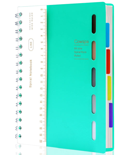 5 Subject Notebook Wide Ruled Spiral Bound Journal with Dividers 7"x 8.5"