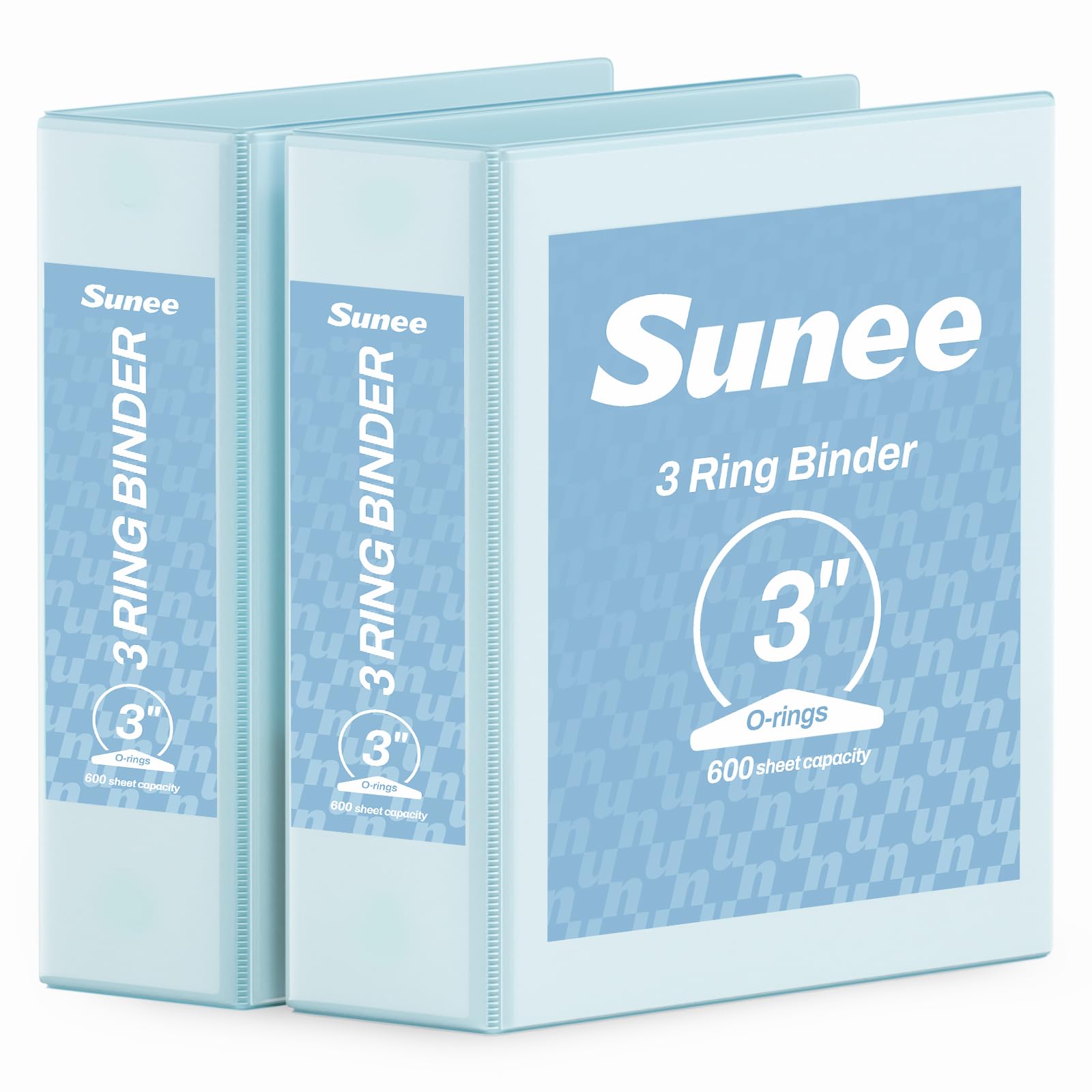 SUNEE 3 Ring Binder 3 Inch 2 Pack, Clear View Binder Three Ring PVC-Free (Fit 8.5x11 Inches) for