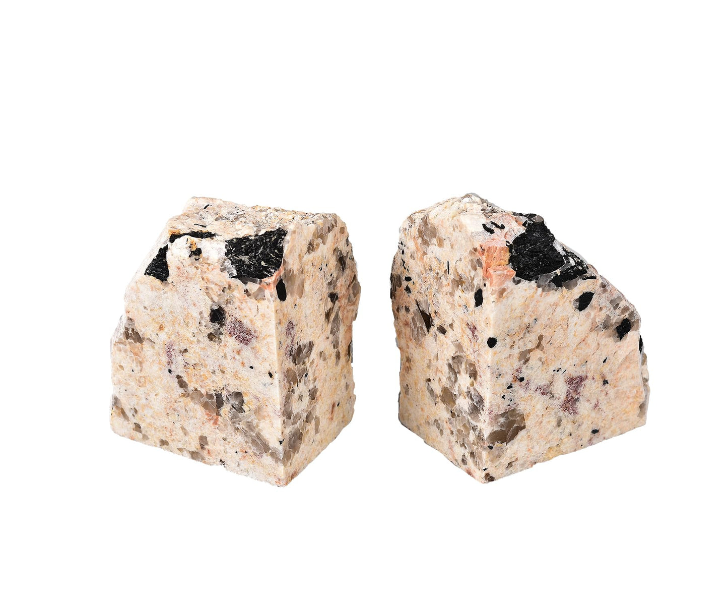 AMOYSTONE Black Tourmaline Stone Bookends for Home Desk Decor