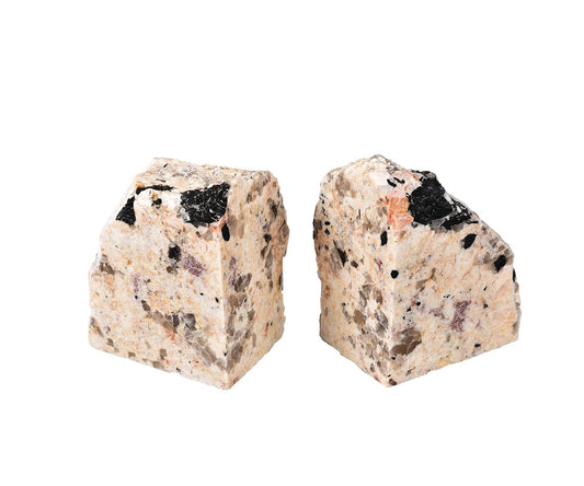 AMOYSTONE Black Tourmaline Stone Bookends for Home Desk Decor