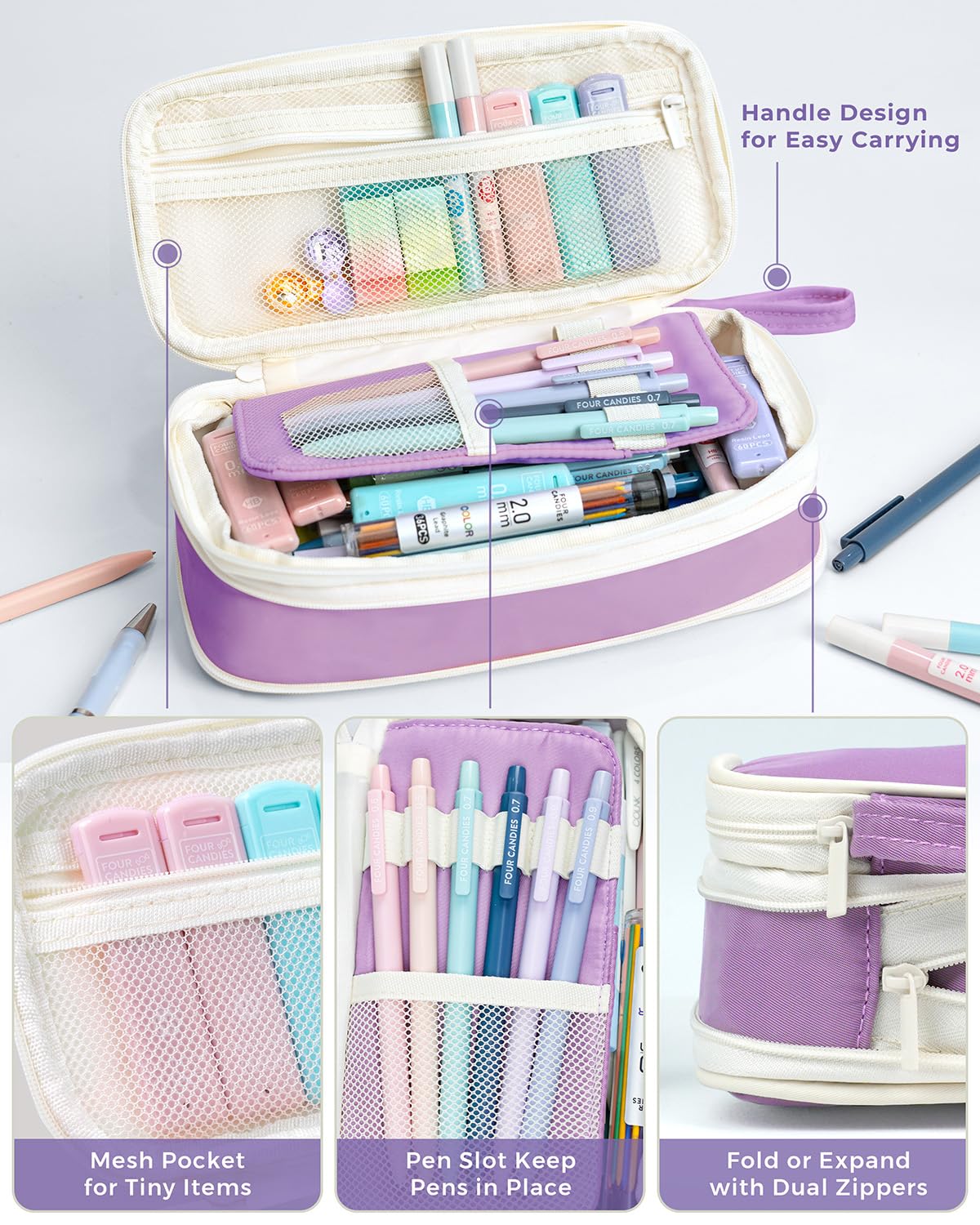 Four Candies 36PCS Mechanical Pencil Set with 624 Lead Refills (Purple)