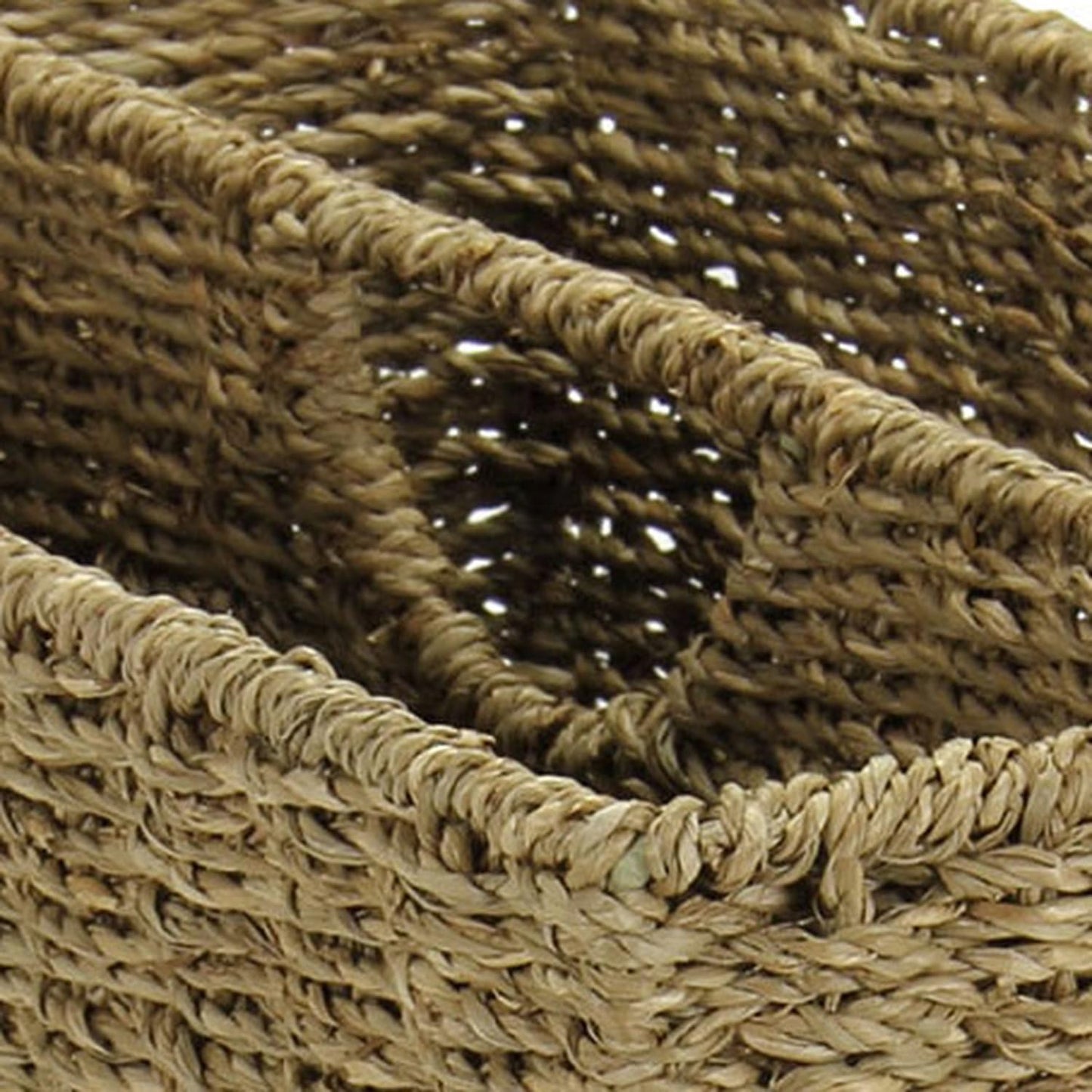 Household Essentials Wicker Magazine Rack, Handwoven Seagrass, Strong Metal Wire Frame, Built-In
