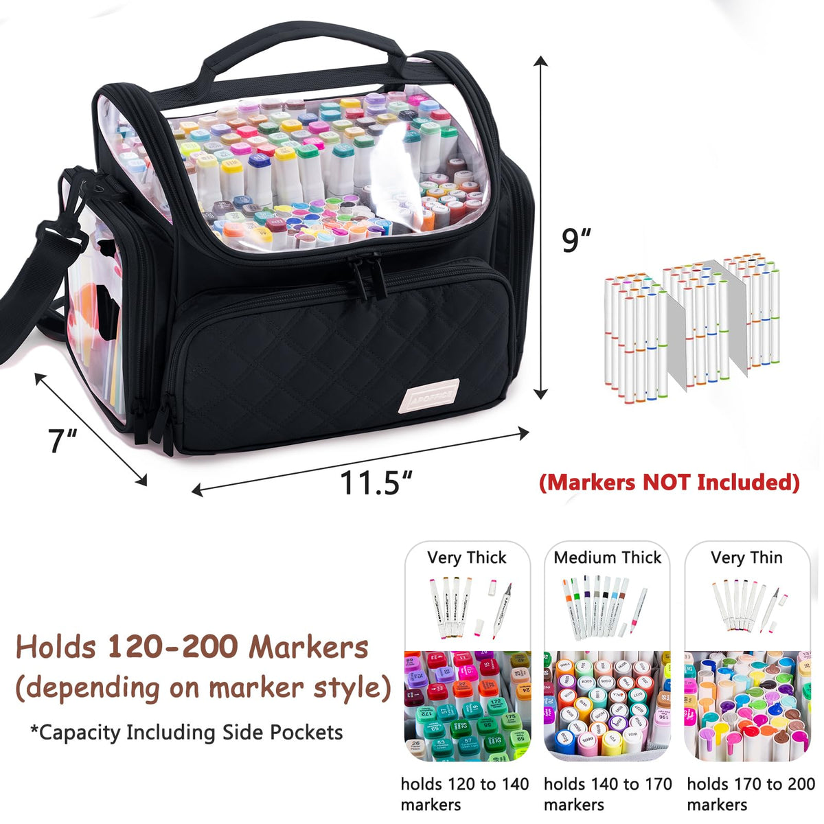 APOFFICE Large Marker Case for 150-200 Markers, Marker Organizer Bag