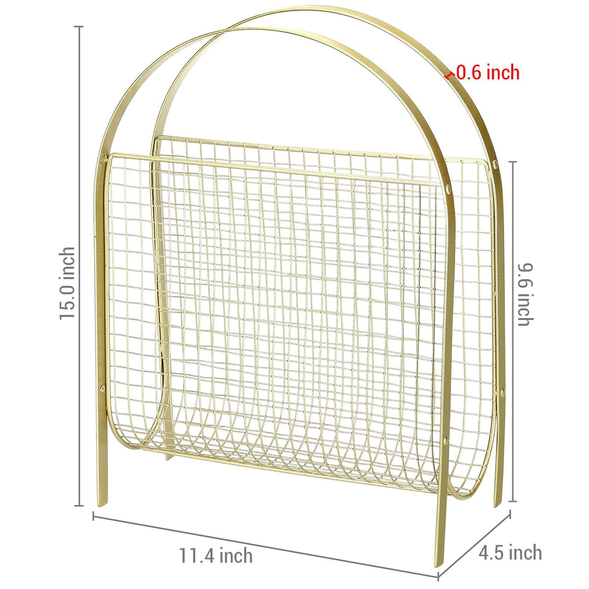 MyGift Mid Century Brass Tone Metal Mesh Magazine Rack Storage Basket