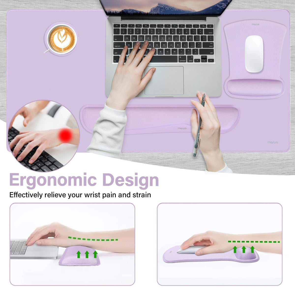 MOSISO Keyboard Mouse Pad Set, Large Gaming Mousepad&Keyboard Wrist Rest