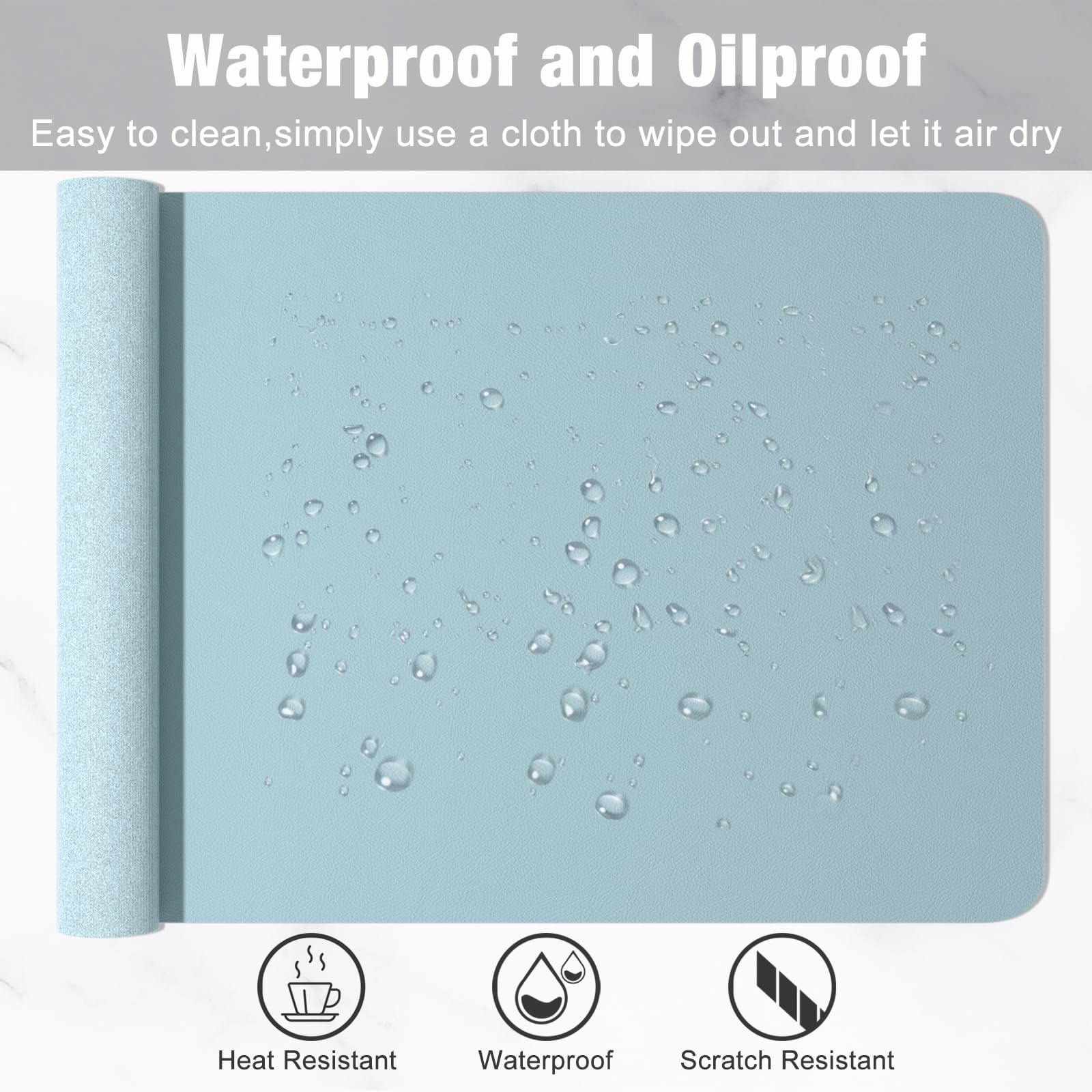 Hsurbtra Desk Pad, 48" x 17" PU Leather Desk Mat, XXXL Extended Mouse Pad, Waterproof Desktop