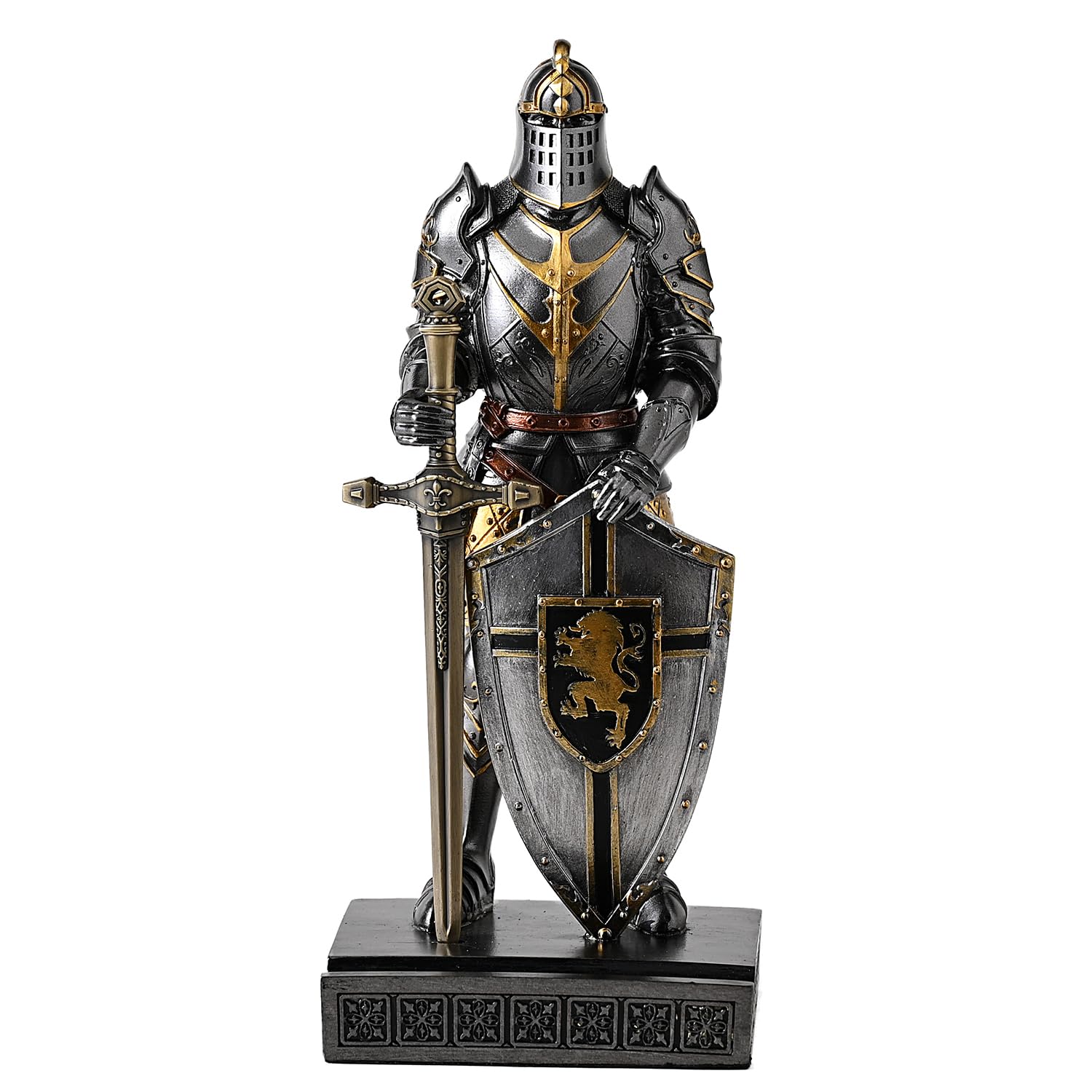 HDMbigmi King's Guard Knight Pen Holder Statue with Shield for Desk Iron