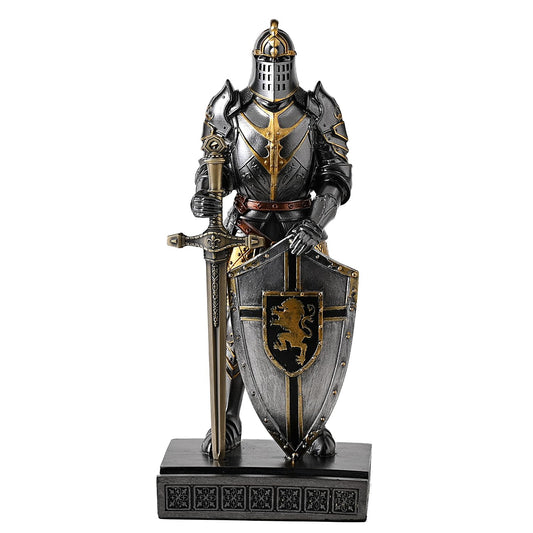 HDMbigmi King's Guard Knight Pen Holder Statue with Shield for Desk Iron