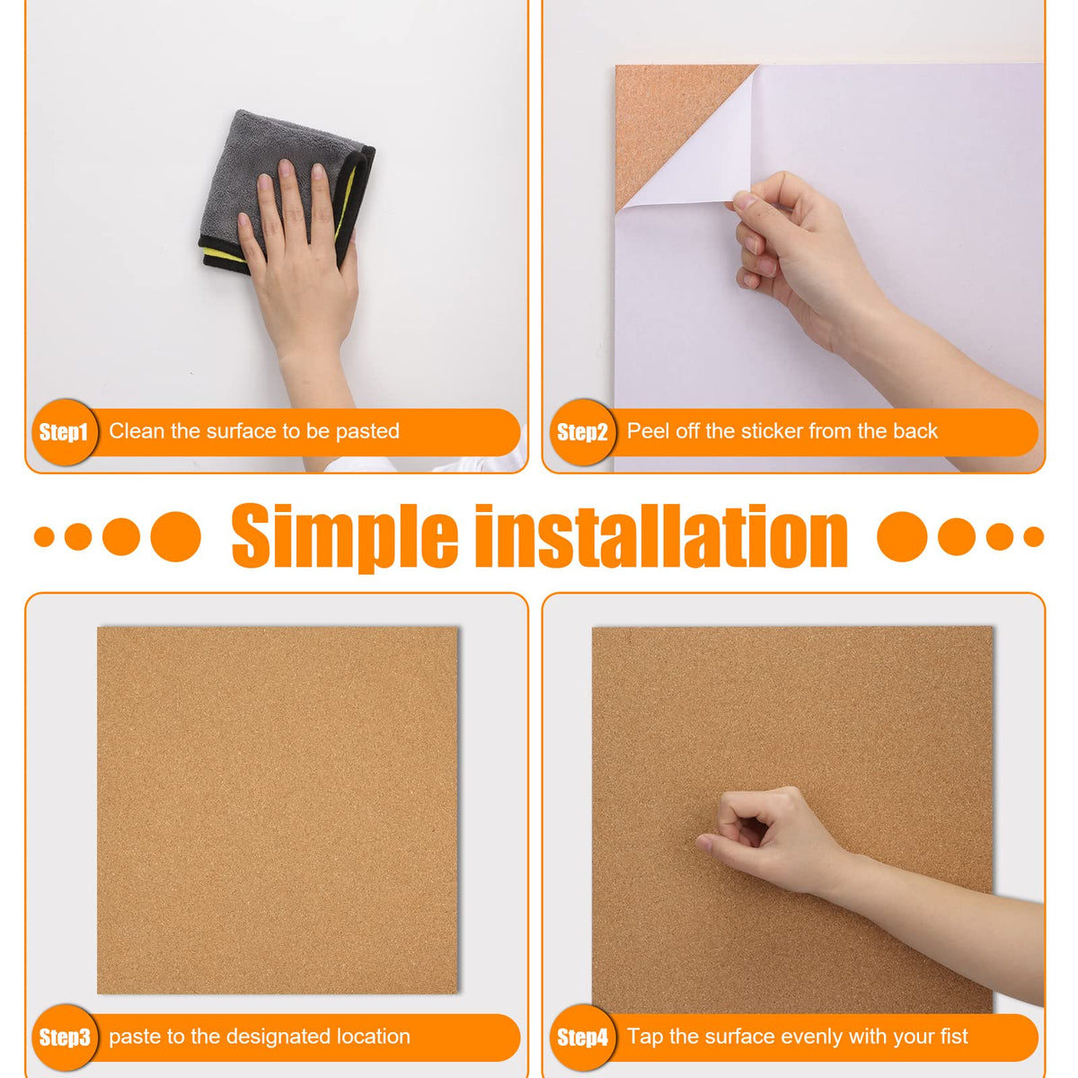 Cork Board Tiles 12"x12" - 1/2" Thick - 6 Pack Cork Tiles - Bulletin Board - Mini Wall (6pack)