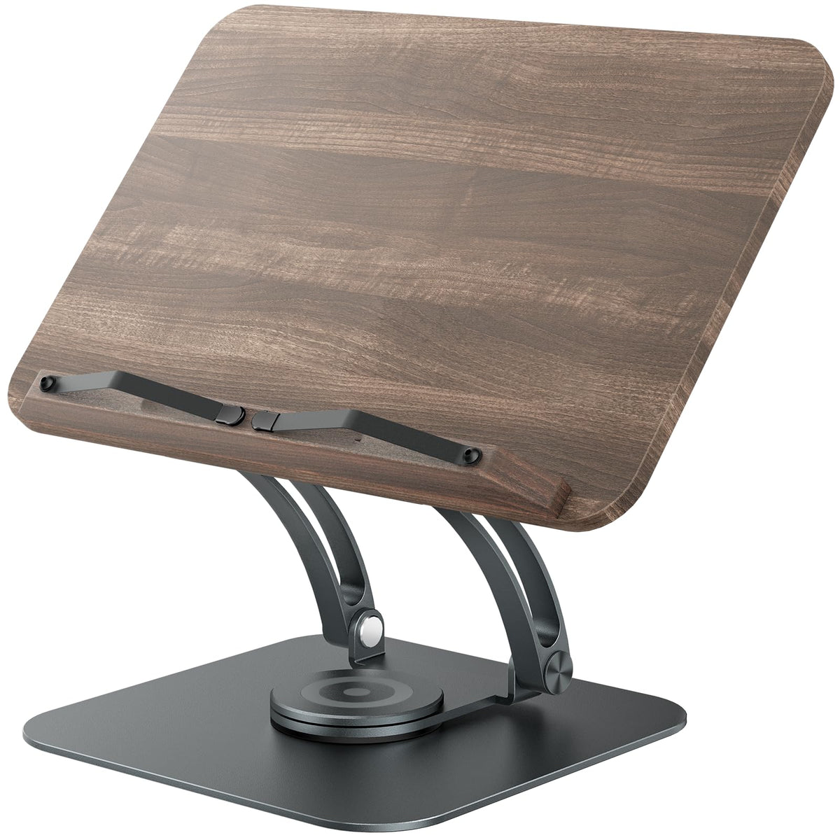 Tounee Book Stand for Reading, Adjustable Book Holder with 360° Swivel Base, Foldable Cookbook