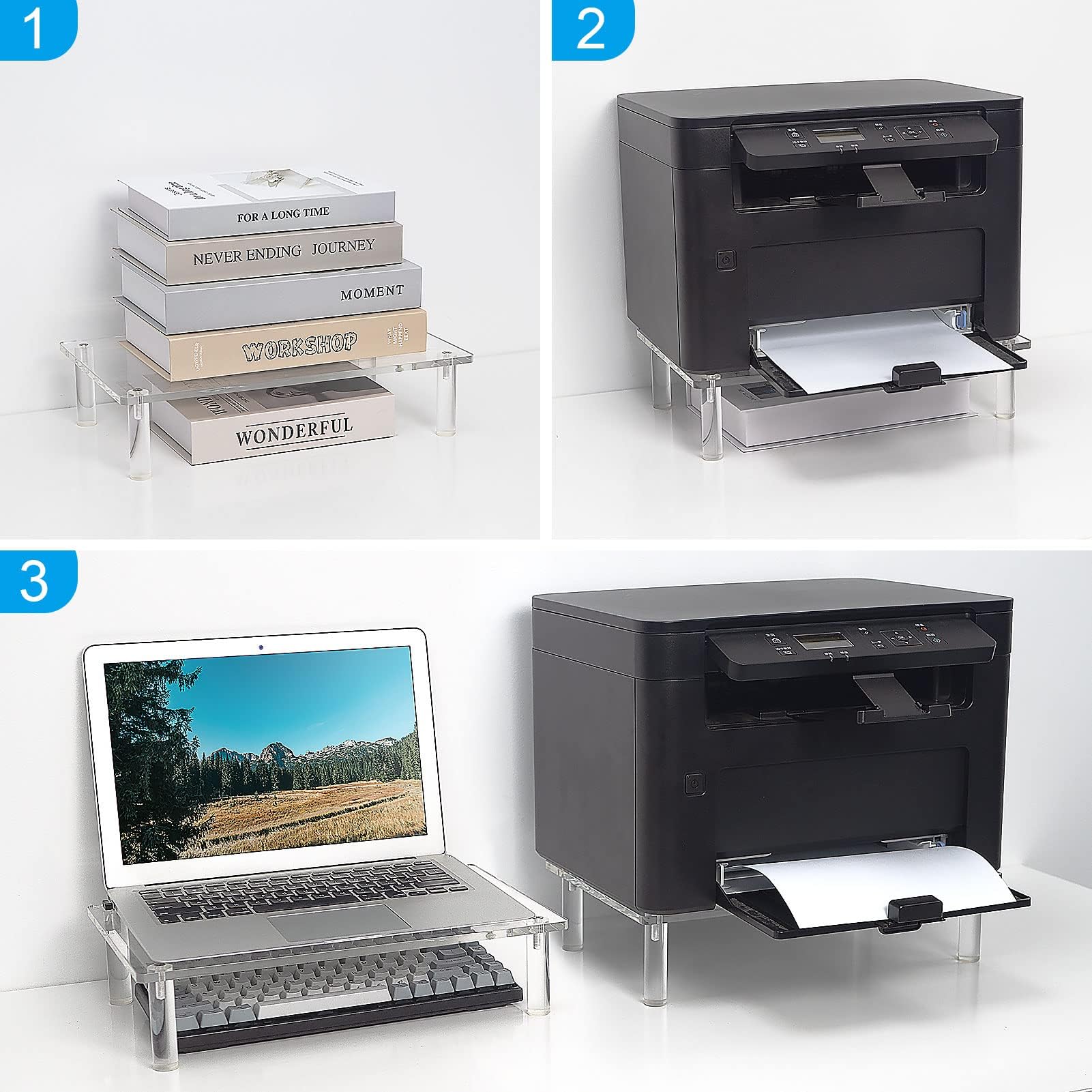 Sumerflos Clear Acrylic Monitor Laptop Stand, Sturdy and Save Space Computer Laptop Monitor Riser