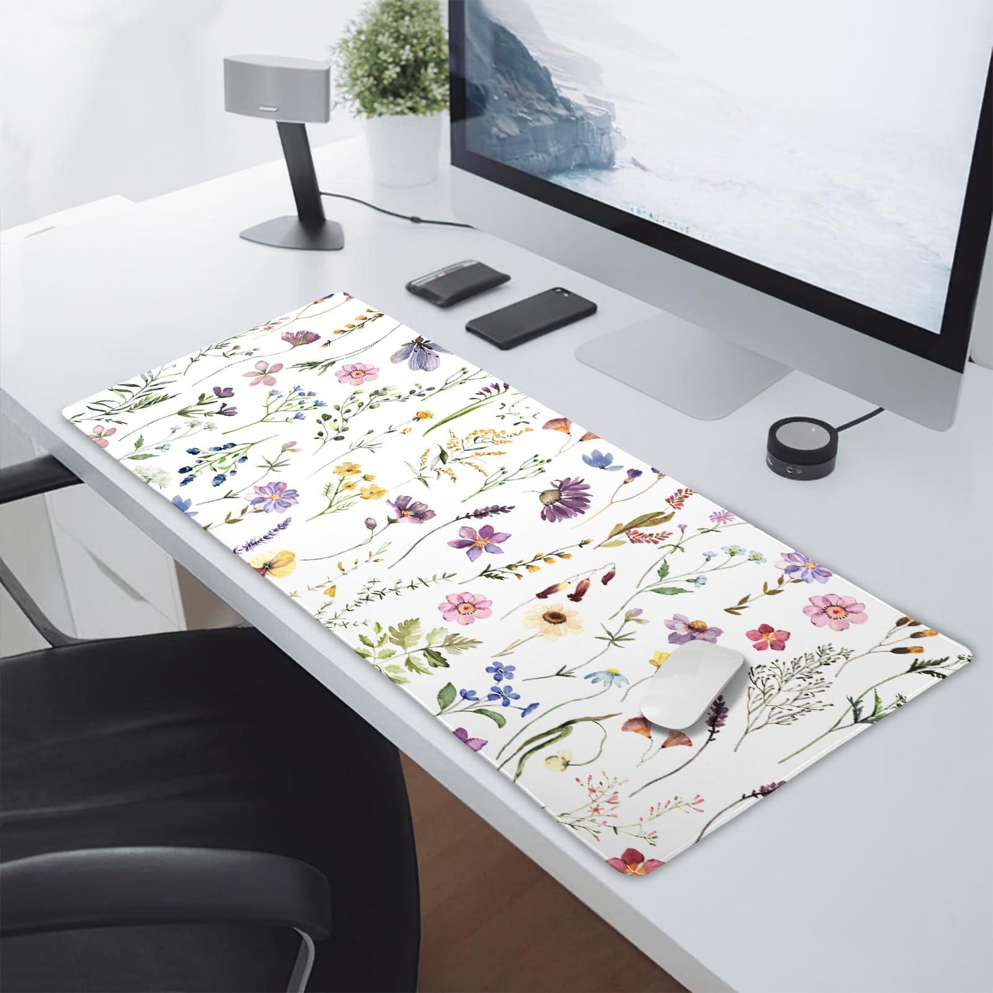 Pretty Flowers Mouse Pad XXL Cute Floral Chic Plant Spring Summer Extended Table Mat 90X40 CM