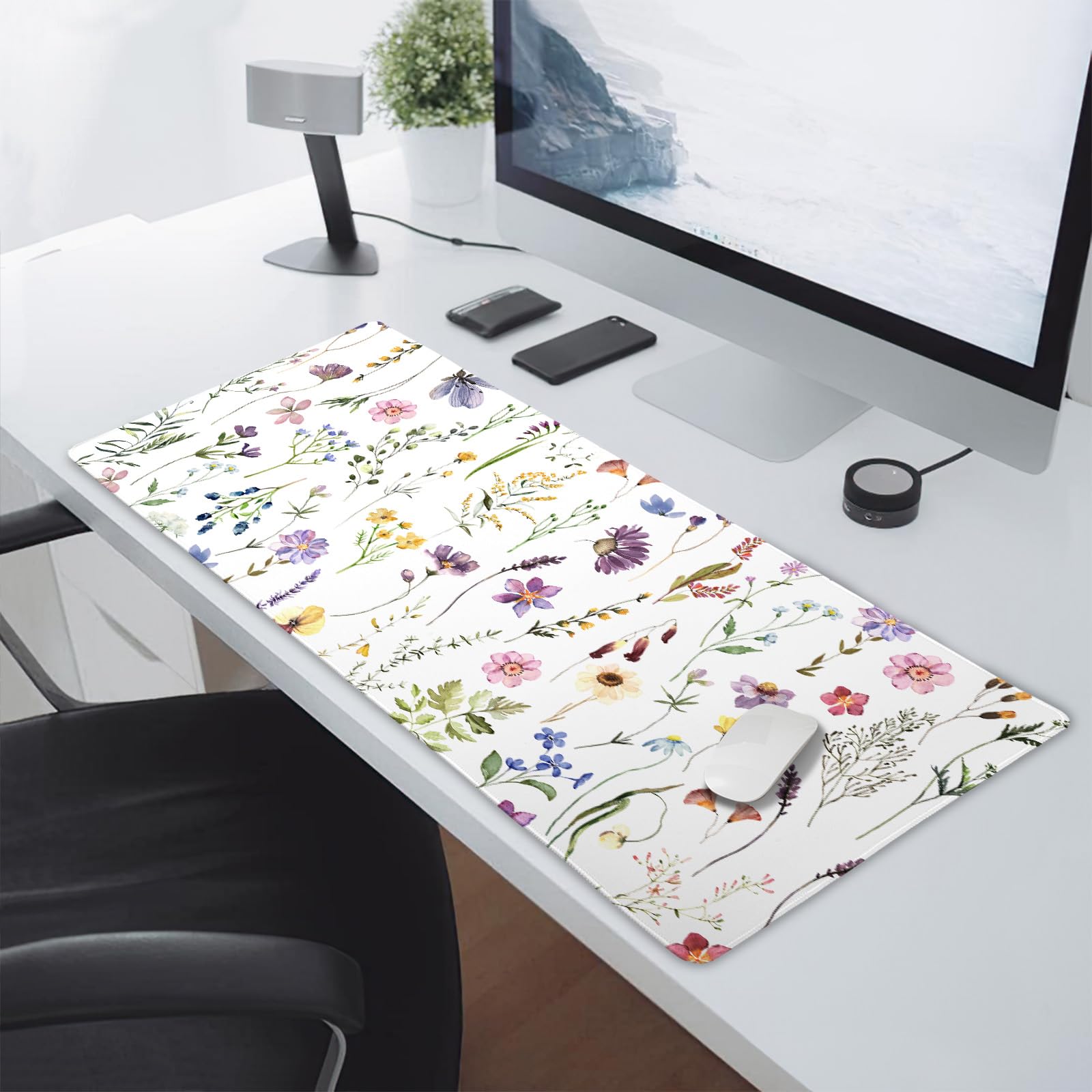 Pretty Flowers Mouse Pad XXL Cute Floral Chic Plant Spring Summer Extended Table Mat 90X40 CM