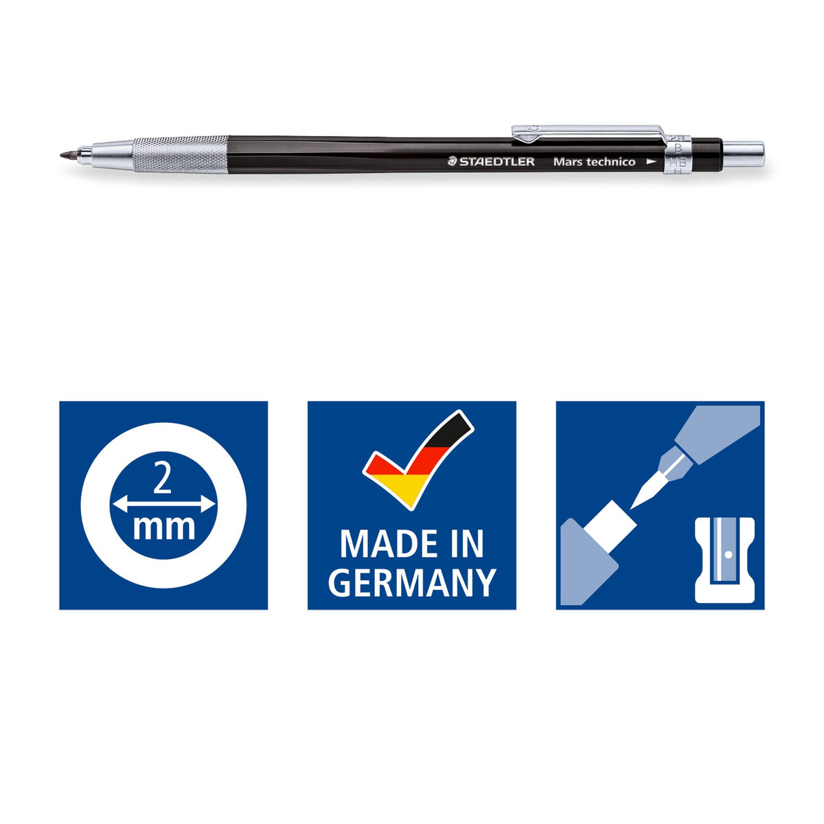 Staedtler Mars Technico 780 C-9 leadholder Pencil with HB Lead, Black