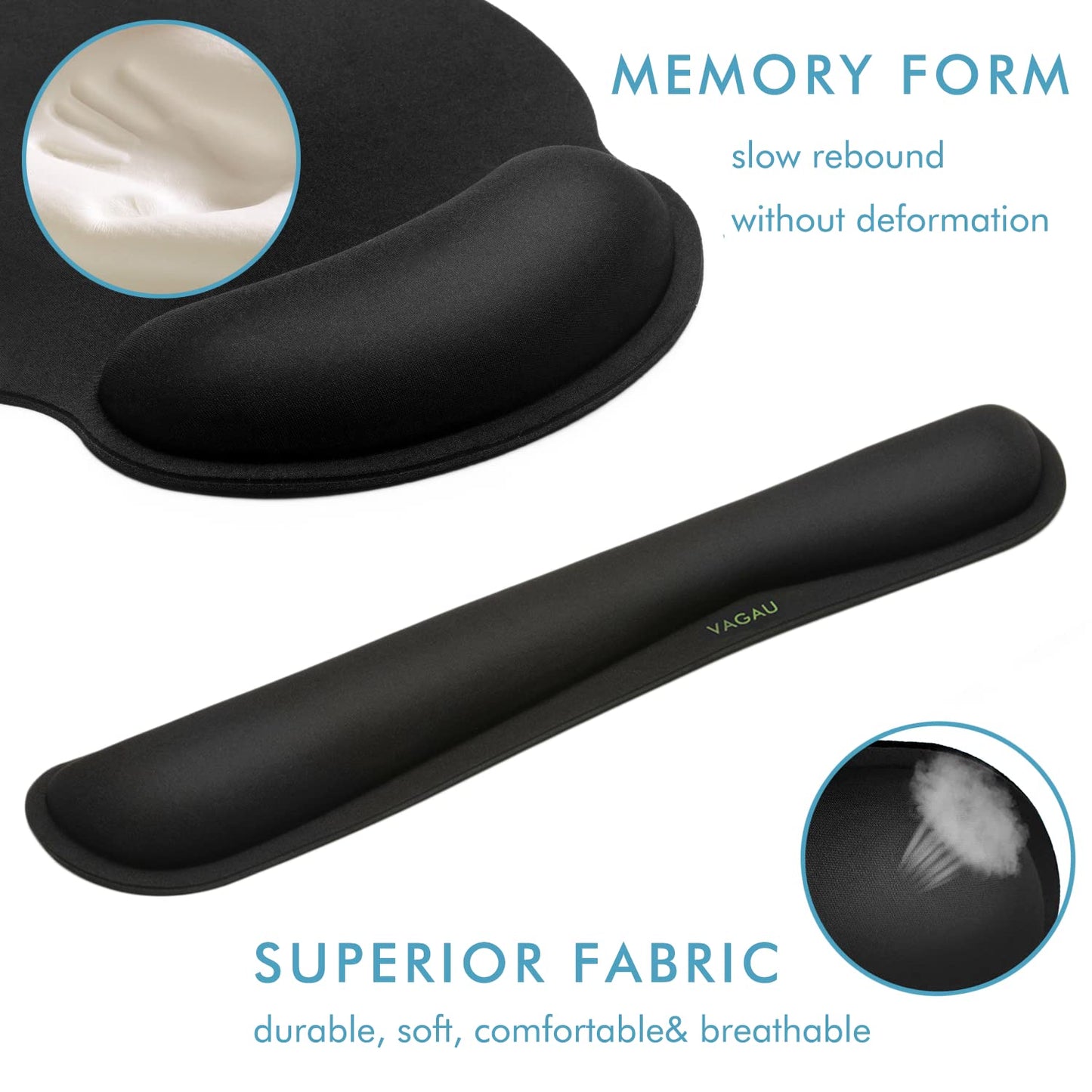 Comfy Mee Premium Memory Foam Keyboard and Mouse Wrist Rest Pads Set- for Comfortable Typing &Wrist