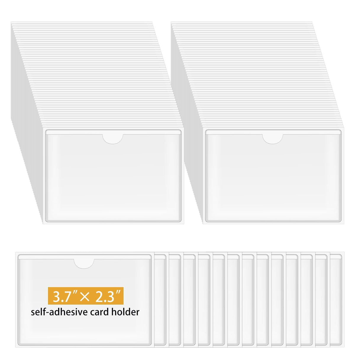 WYOMER 200 Pack Clear Self-Adhesive Business Card Pockets 3.7" x 2.3"