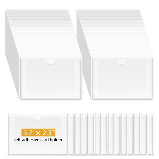 WYOMER 200 Pack Clear Self-Adhesive Business Card Pockets 3.7" x 2.3"