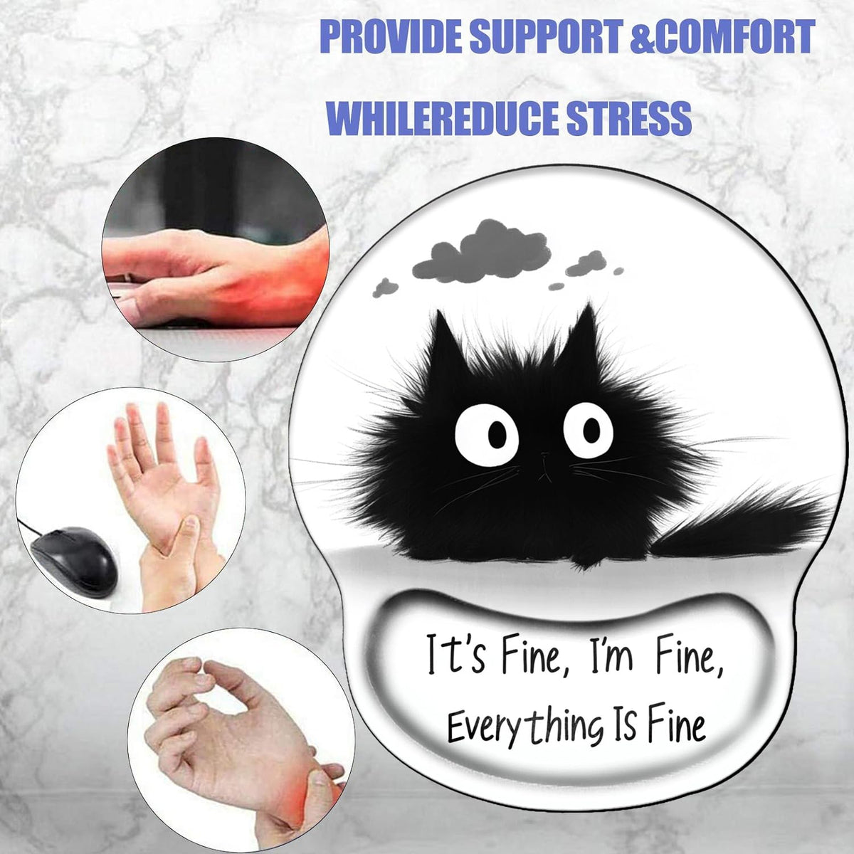 I am Fine Mouse Pad with Wrist Support Gel Mousepad Wrist Rest Ergonomic Mouse Mat Gaming Cushion