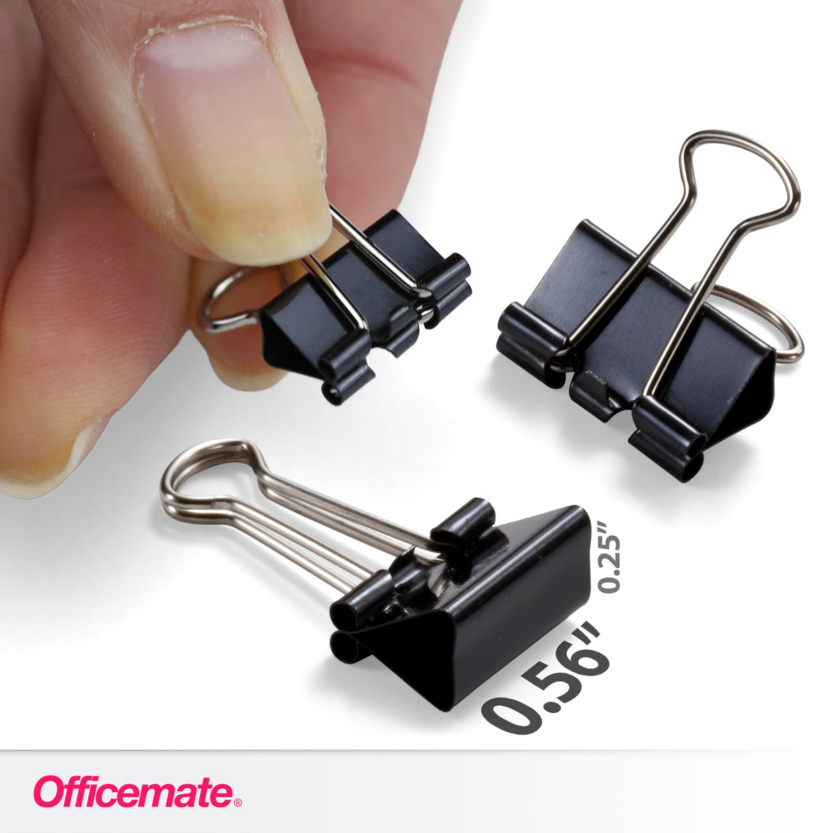 Officemate Mini Binder Clips, 144 Count (12 Boxes of 12 Clips), Heavy-Duty Metal Handles, Black