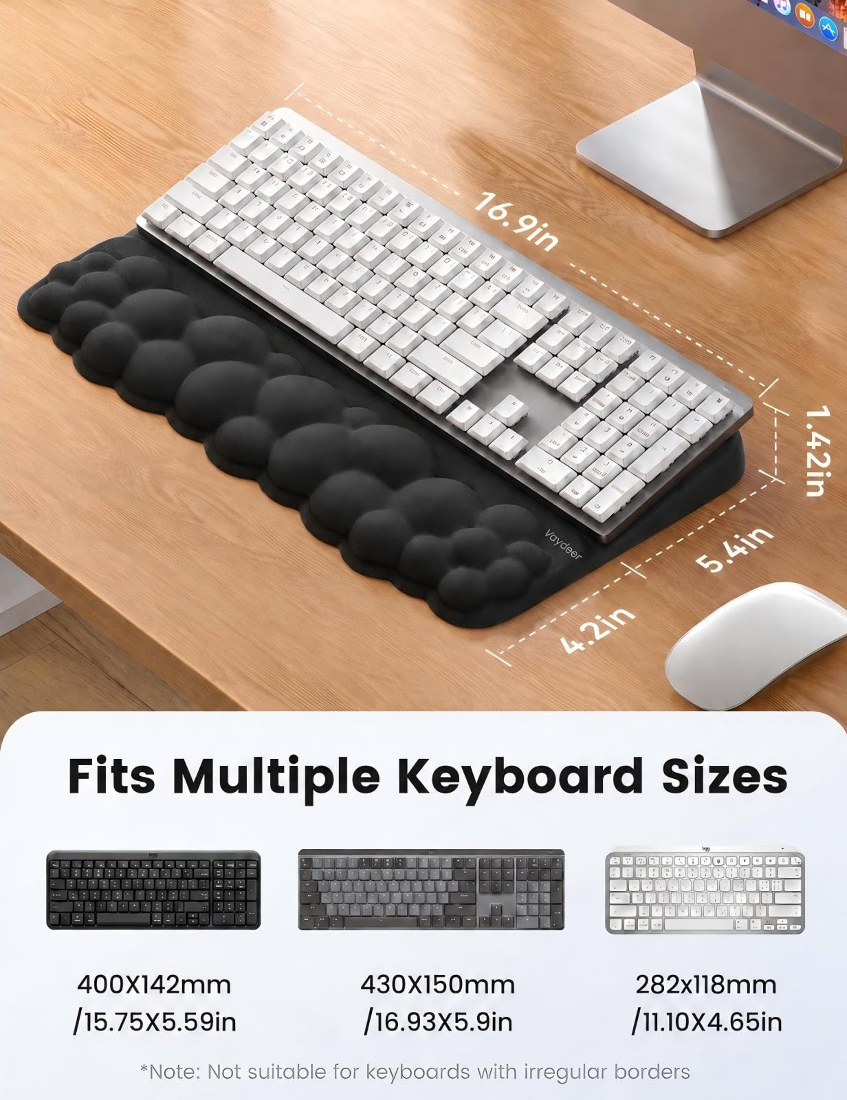 Vaydeer Cloud Wrist Rest with Keyboard Stand, Computer Wrist Support Pad Soft Memory Foam