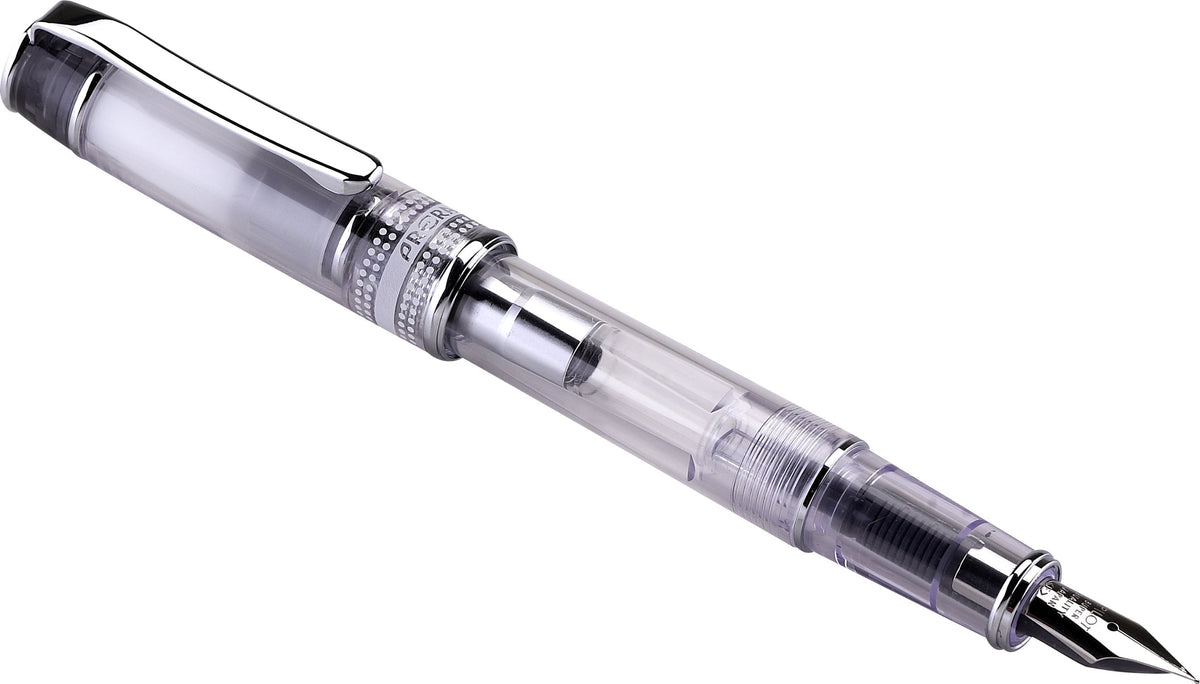 PILOT Prera Fountain Pen, Clear Barrel with Black/Silver Accents, Medium Nib (60820)