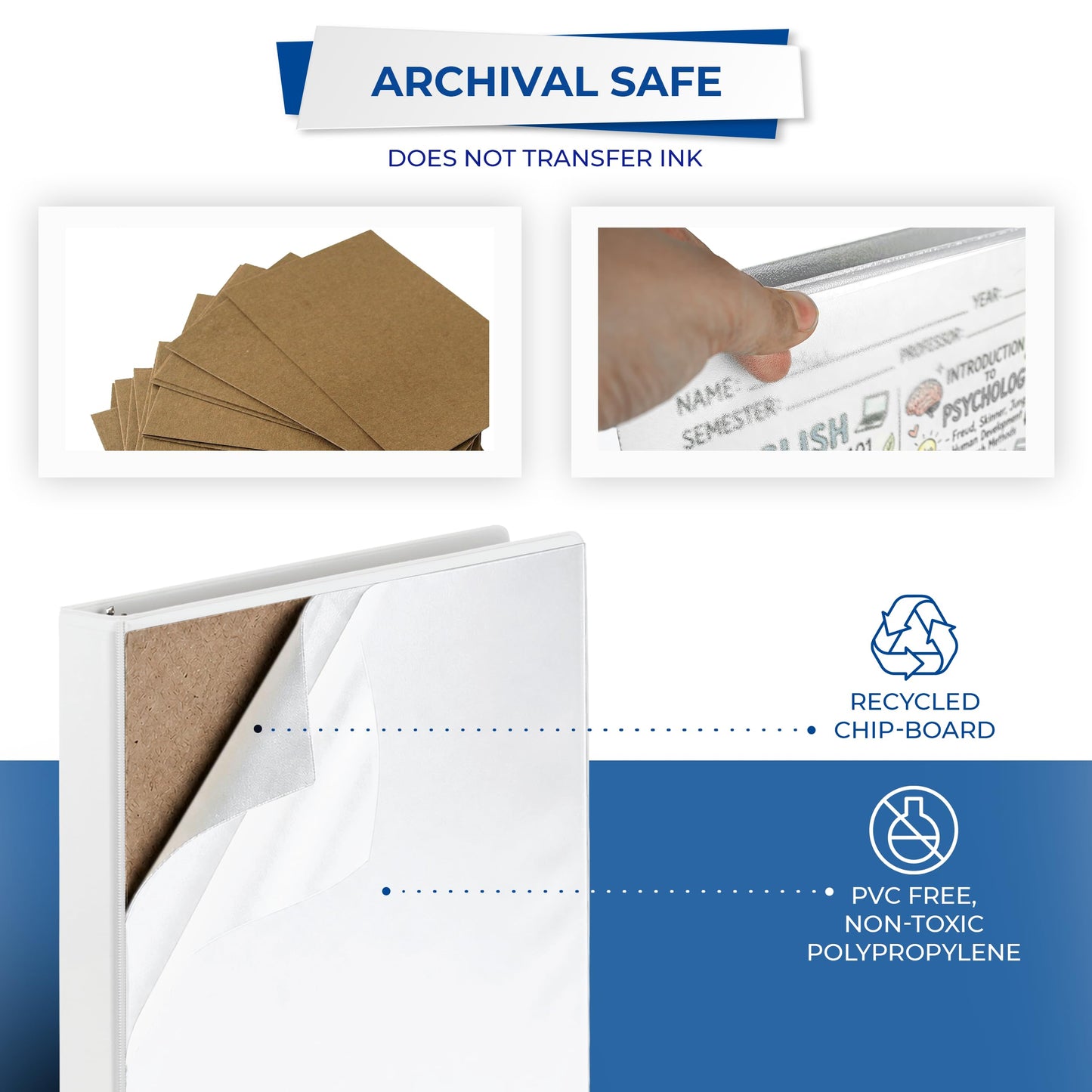 Samsill Durable 1 inch 3 Ring Binder, D Ring Binder, 100% Recycled Chipboard, White, 12 Pack