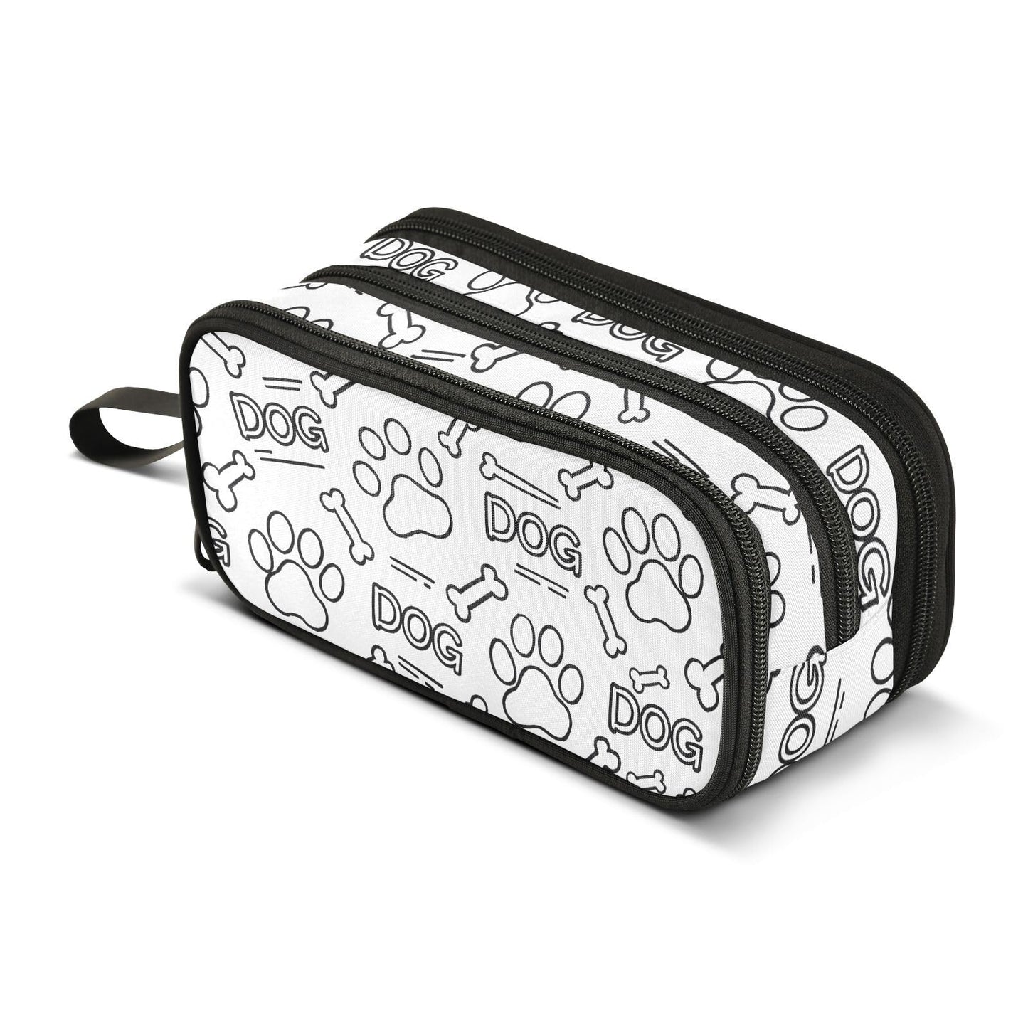 Dog Paw Print Bones Pencil Case Box Boys Girls Large Pencil Pouch Zipper Compartments Big Capacity