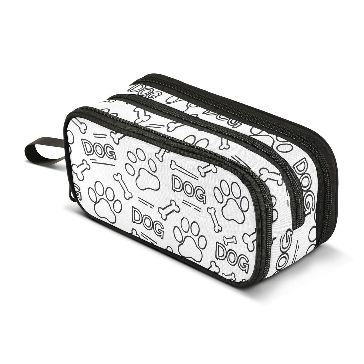 Dog Paw Print Bones Pencil Case Box Boys Girls Large Pencil Pouch Zipper Compartments Big Capacity