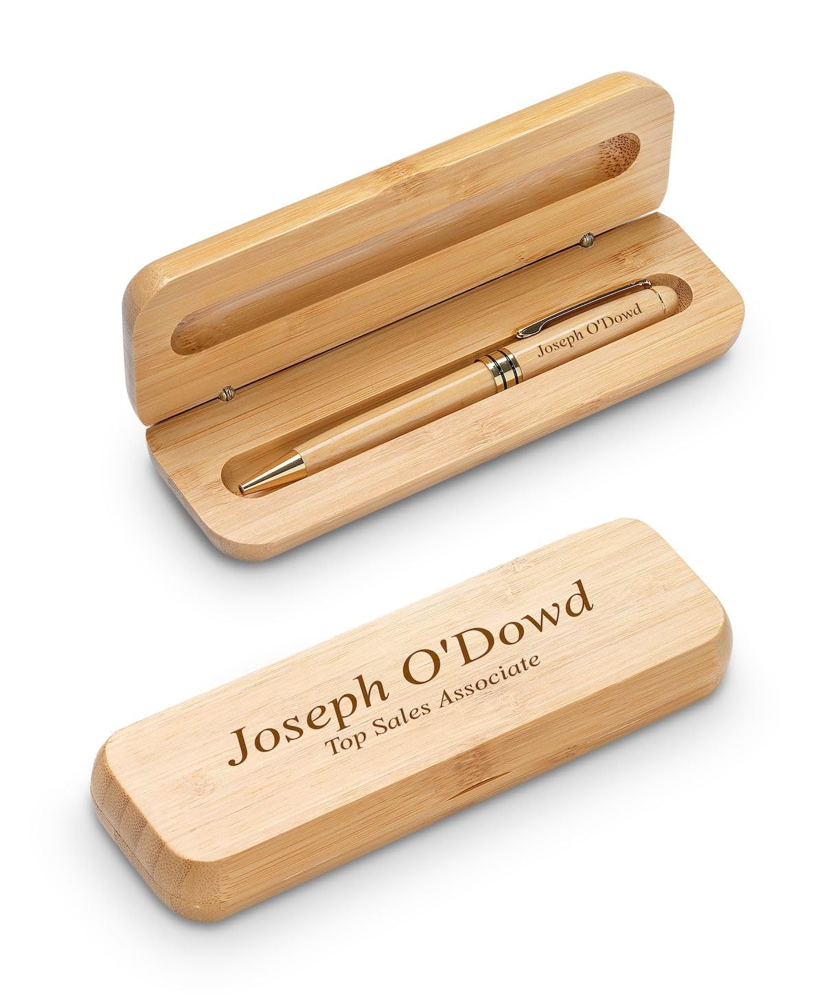 Executive Gift Shoppe | Personalized Bamboo Wood Pen & Case Set with Custom Engraving