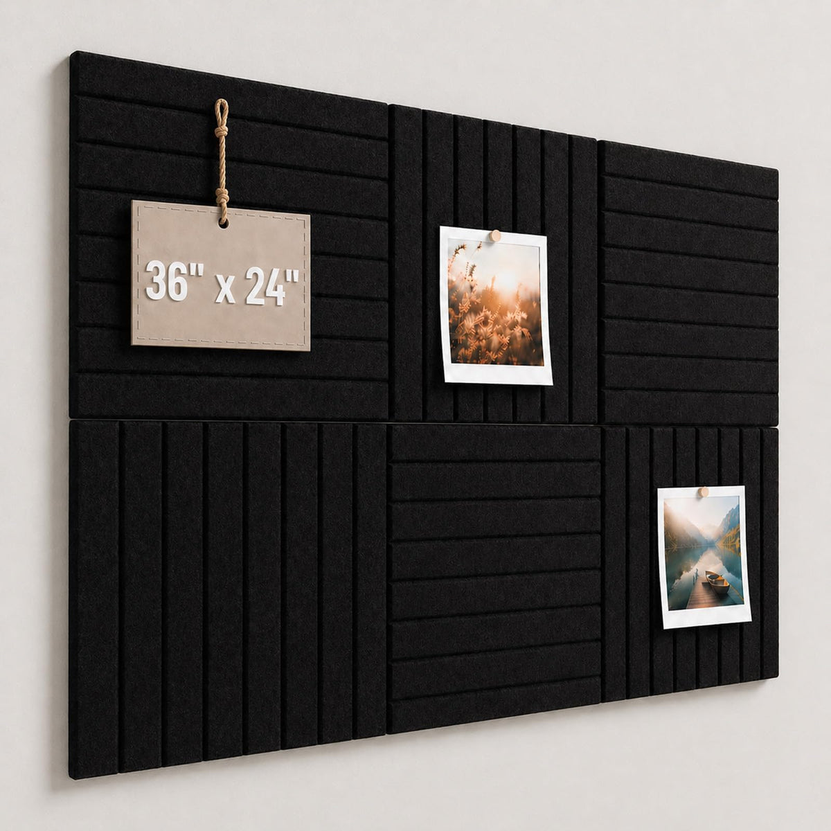 Baysola Stripe Felt Bulletin Board Tiles, Cork Board Alternative 24 x 36 in