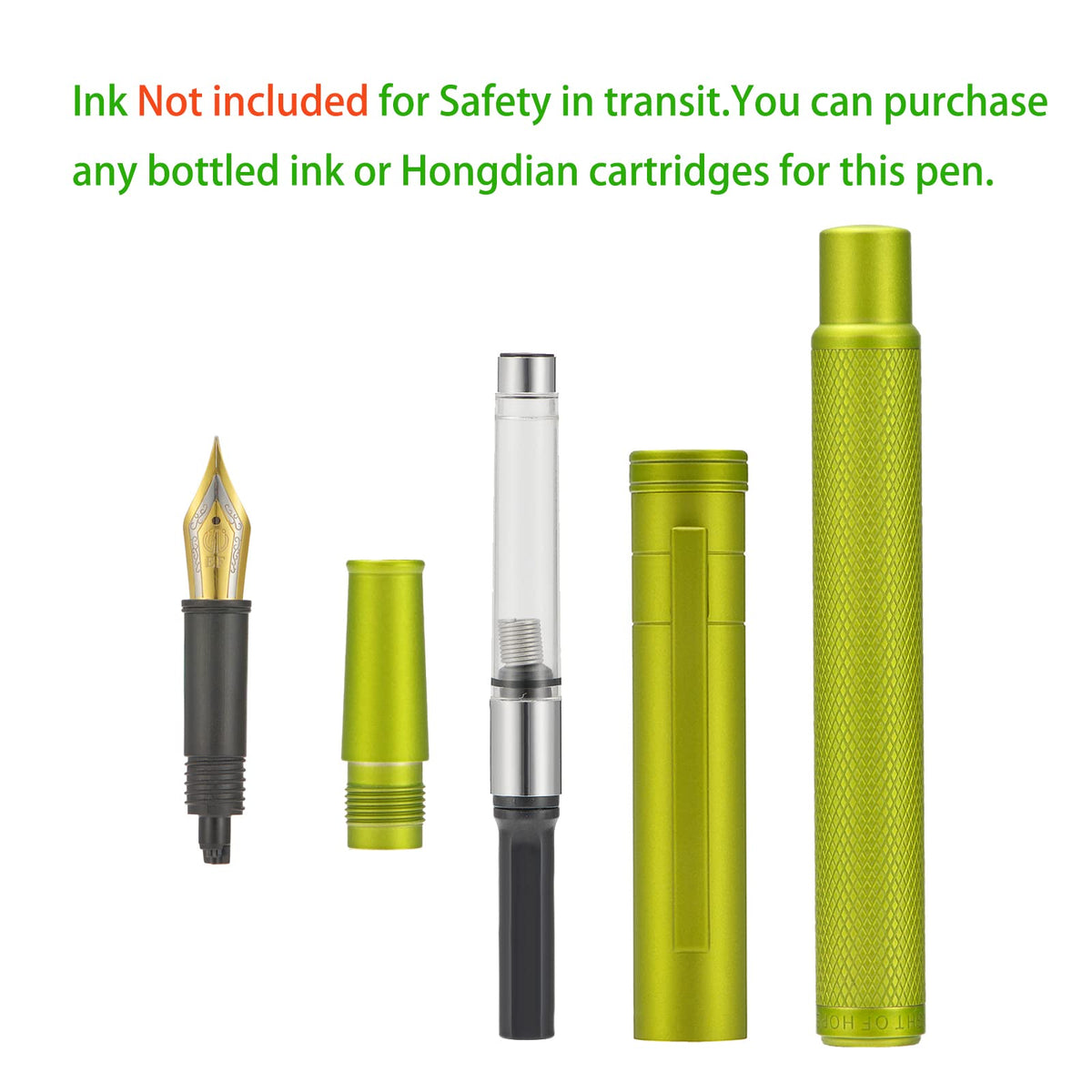 Asvine Mustard Yellow Forest Fountain Pen Fine Nib, Classic Design with Converter and Metal Pen