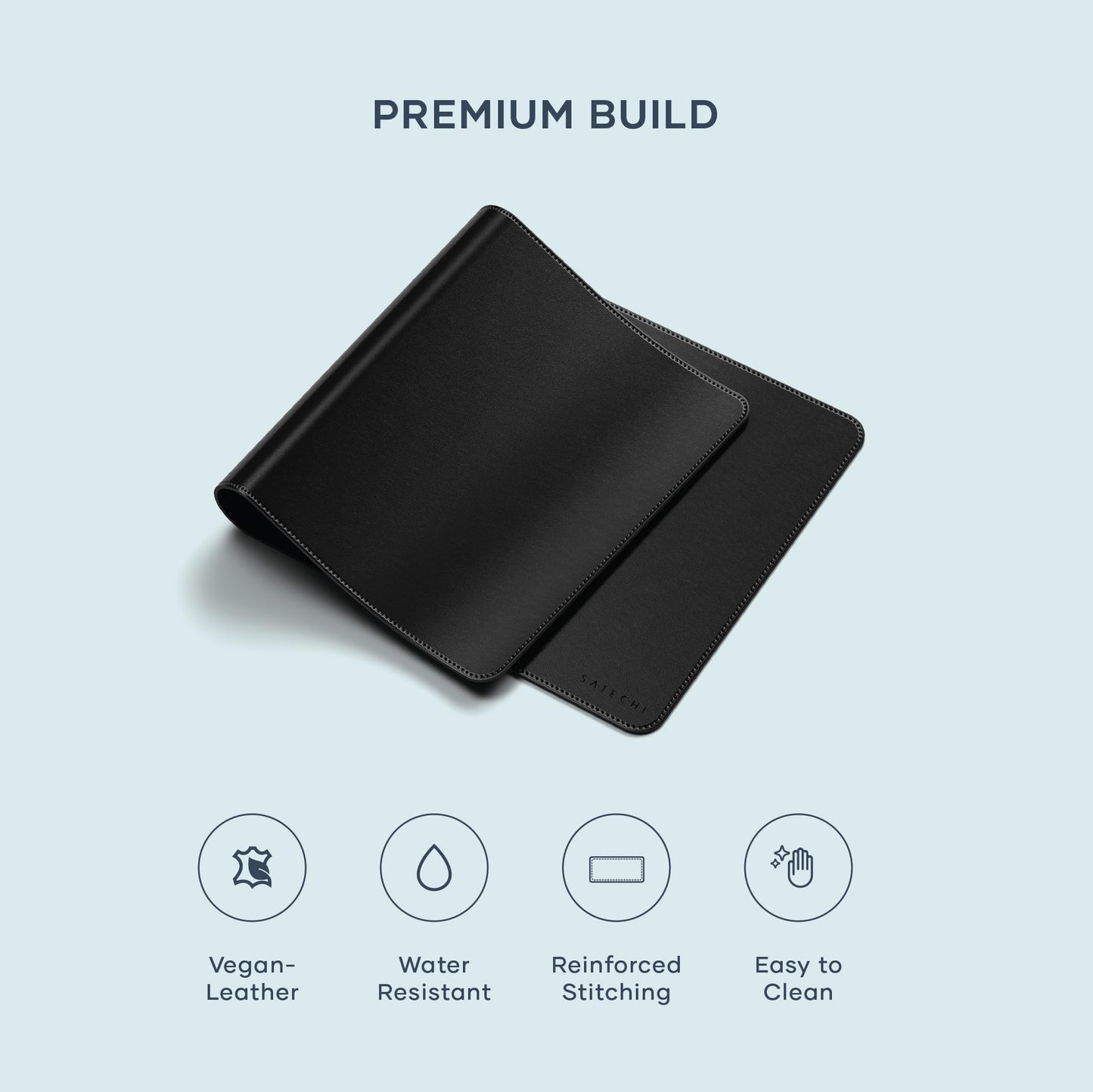 Satechi Vegan-Leather Desk Mat, Scratch and Water Resistant, Black